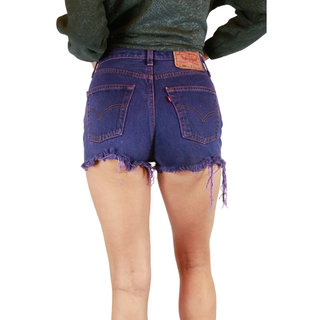 Levis 501 Purple Rinse Denim Cut Off Shorts - Size 27 — photo 2 of 6