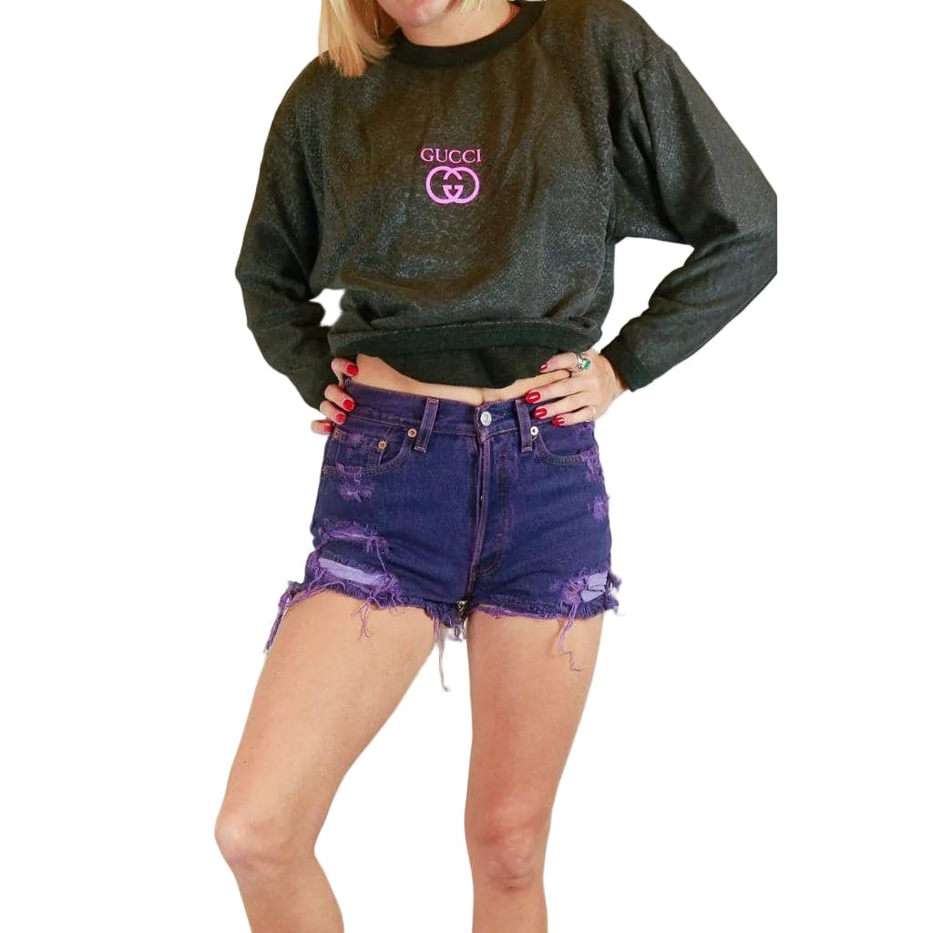 Levis 501 Purple Rinse Denim Cut Off Shorts - Size 27 — photo 4 of 6