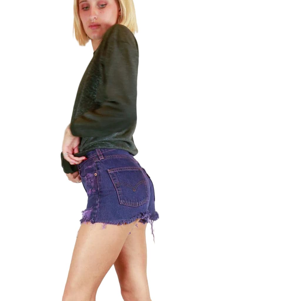 Levis 501 Purple Rinse Denim Cut Off Shorts - Size 27 — photo 6 of 6