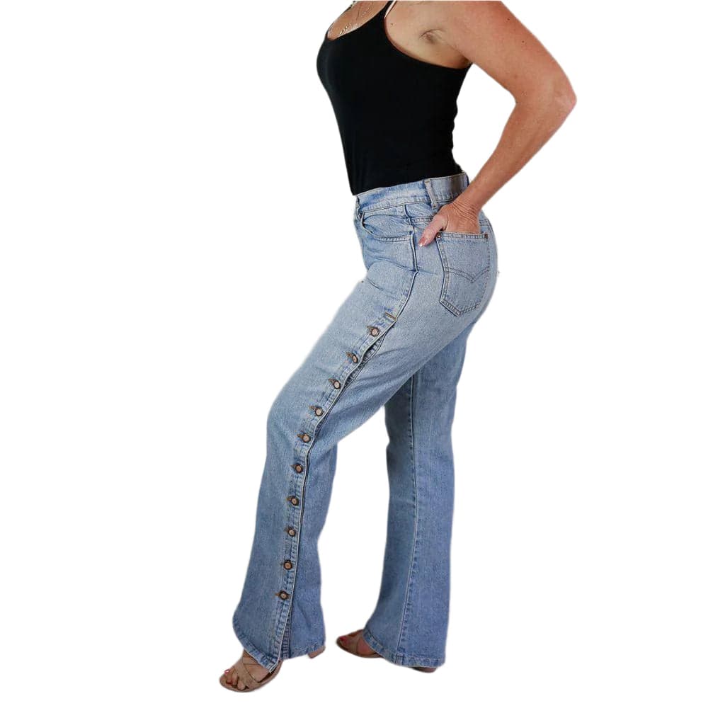 Australian Kerry McGee Vintage 1980's Button Leg Flared Jeans- Suit Size 10 — photo 1 of 9