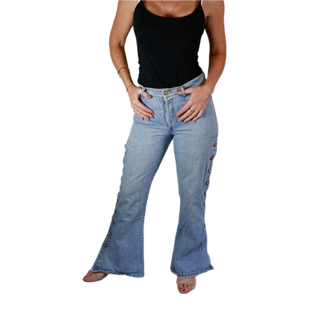 Australian Kerry McGee Vintage 1980's Button Leg Flared Jeans- Suit Size 10 — photo 2 of 9