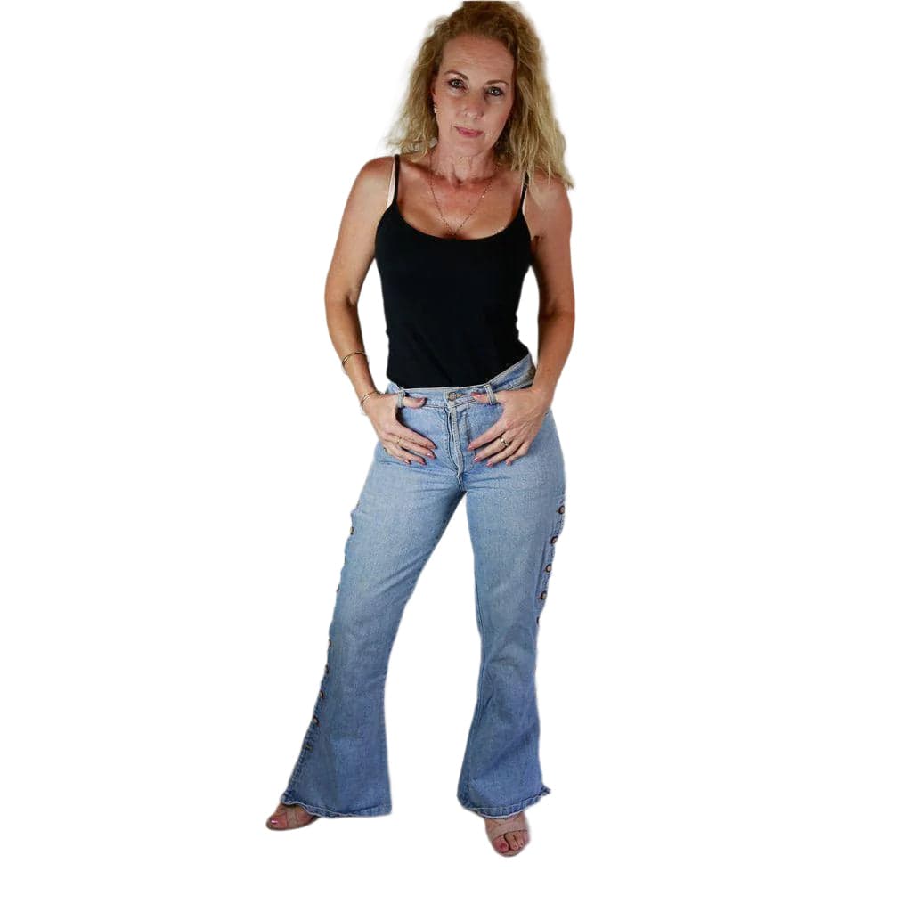 Australian Kerry McGee Vintage 1980's Button Leg Flared Jeans- Suit Size 10 — photo 3 of 9
