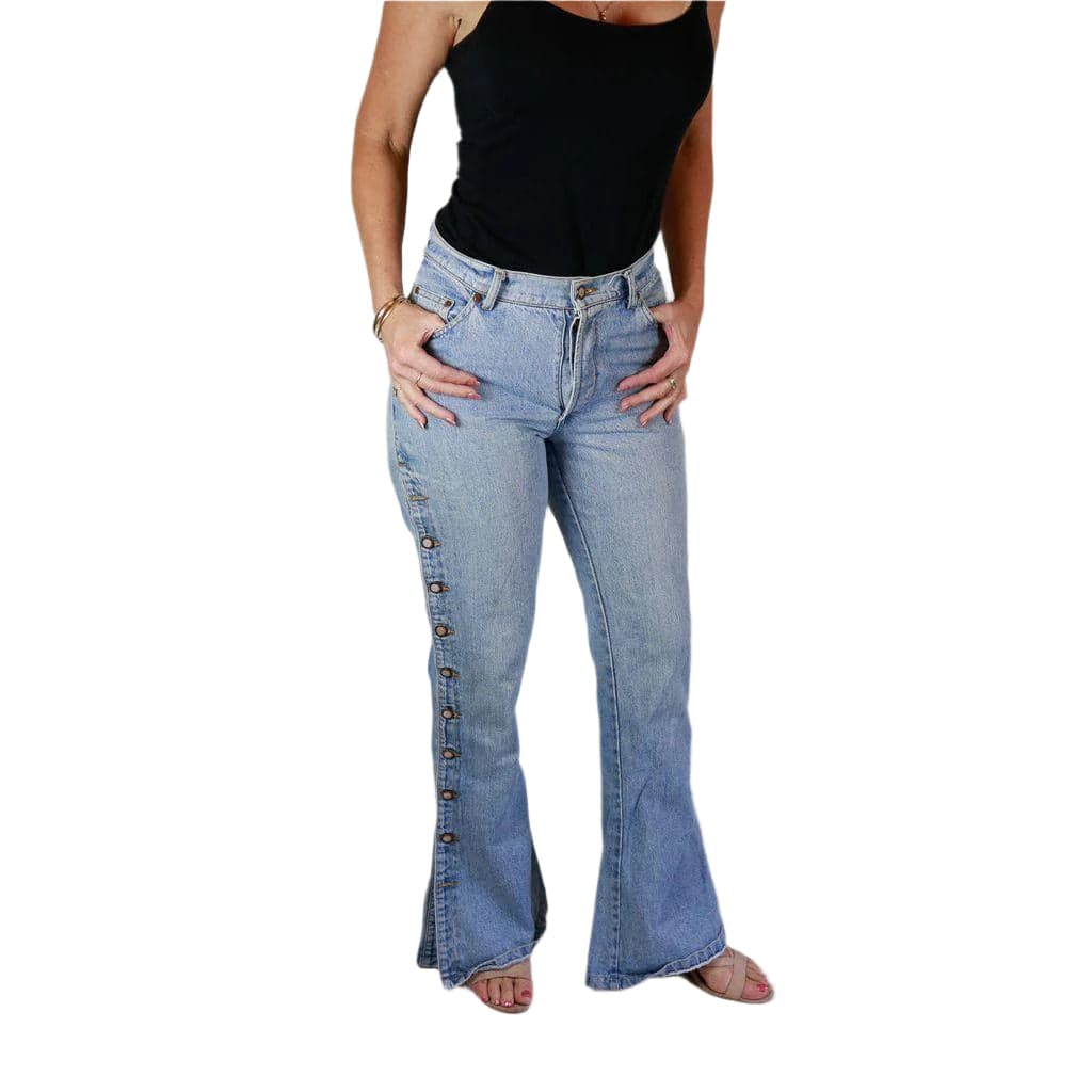 Australian Kerry McGee Vintage 1980's Button Leg Flared Jeans- Suit Size 10 — photo 6 of 9