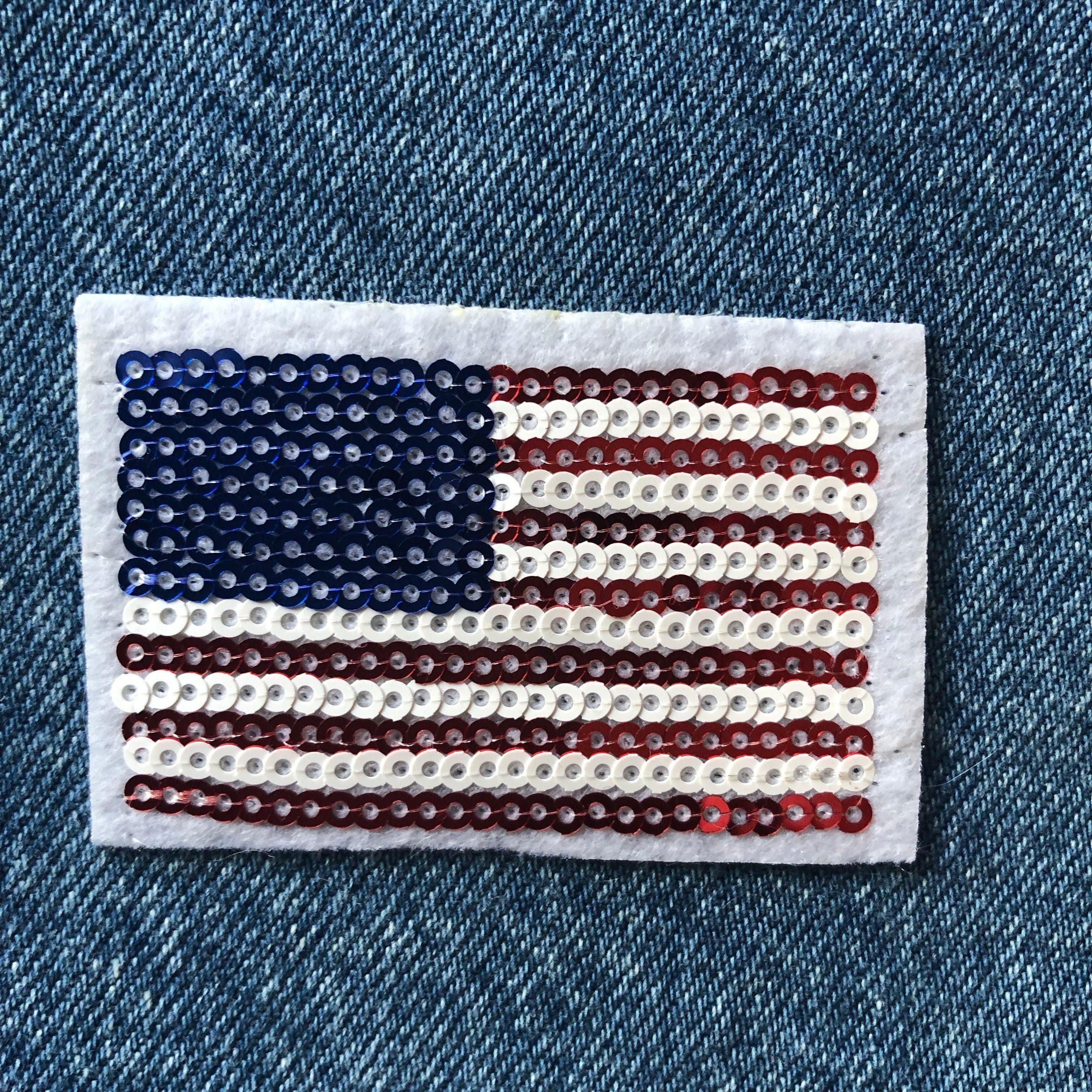USA sequinned Flag- Embroidered Cloth Patch — photo 4 of 5