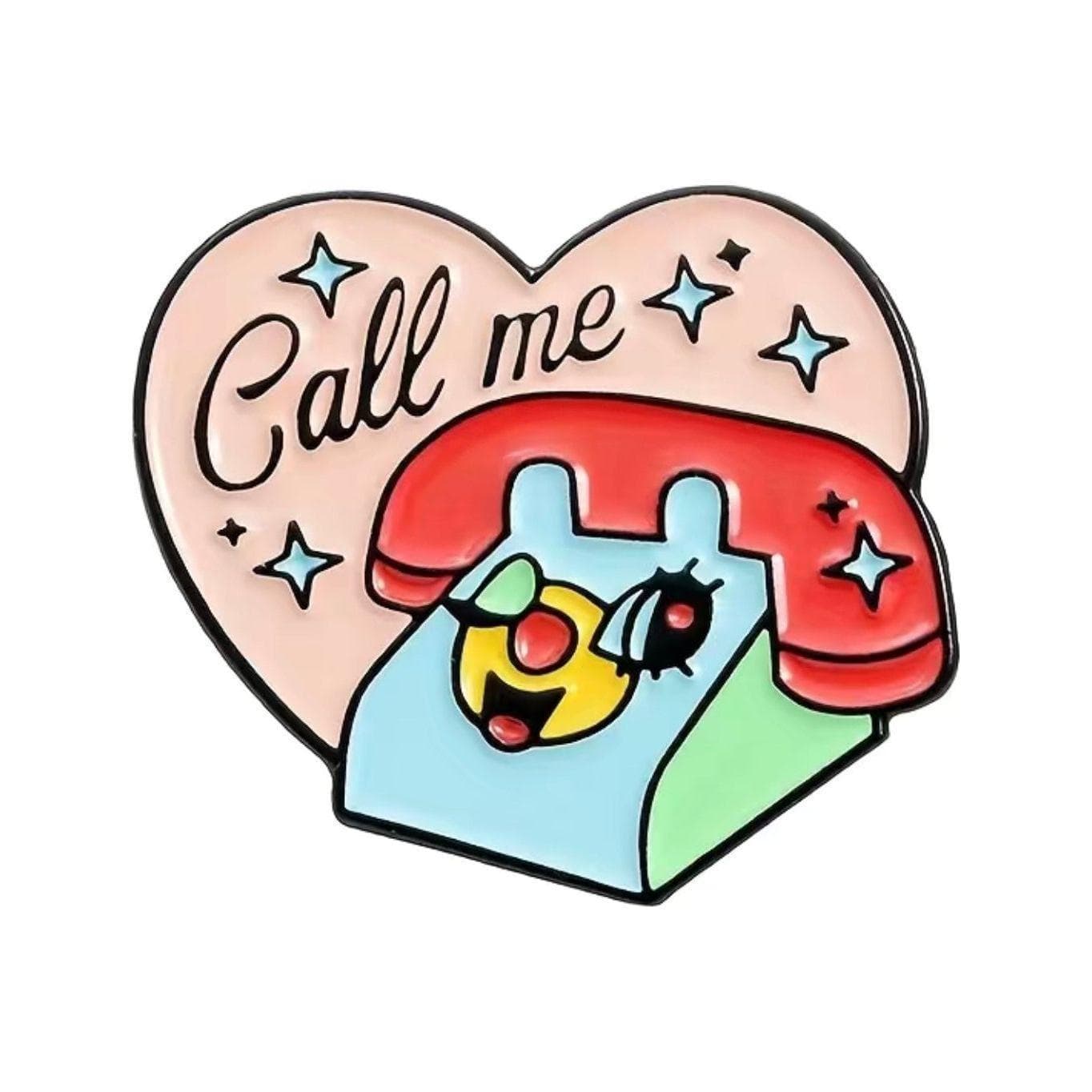 ‘Call Me ' Heart Shaped - Enamel Pin