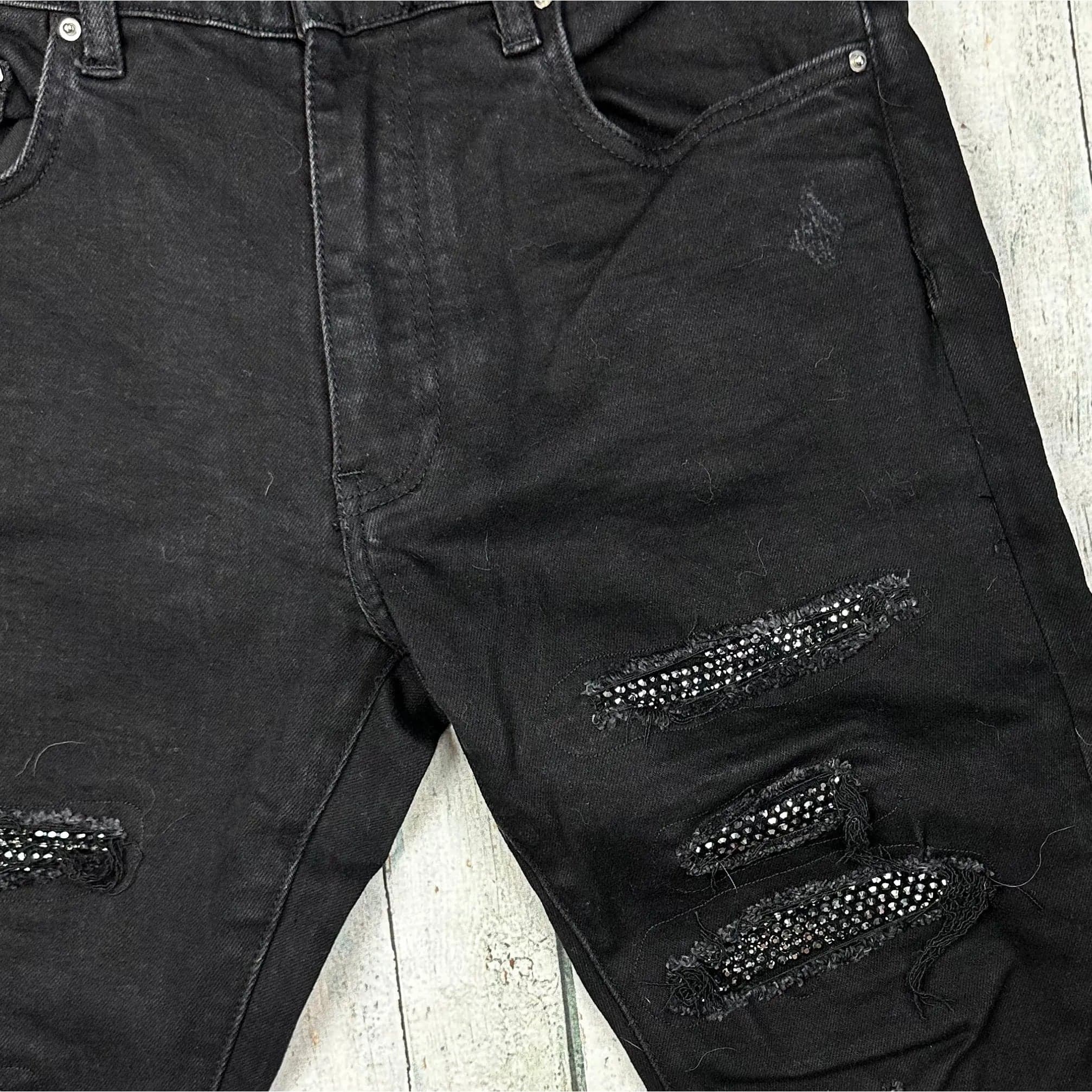 AMIRI Black Crystal Mens Destroyed Skinny Jean Size 30 — photo 6 of 11