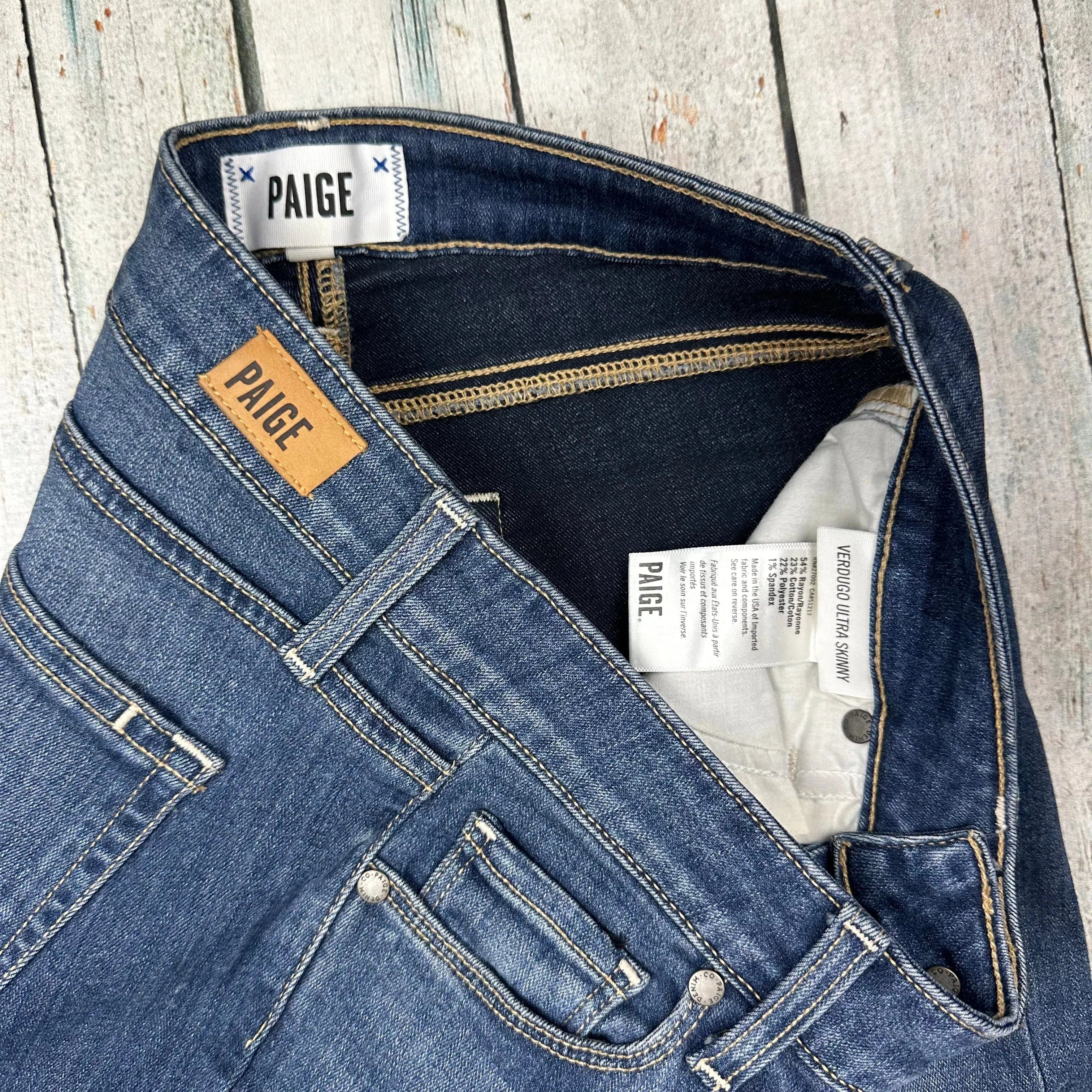 NEW- Paige Denim 'Verdugo Ultra Skinny' Blue Tristan Jeans- Size 25 — photo 4 of 9