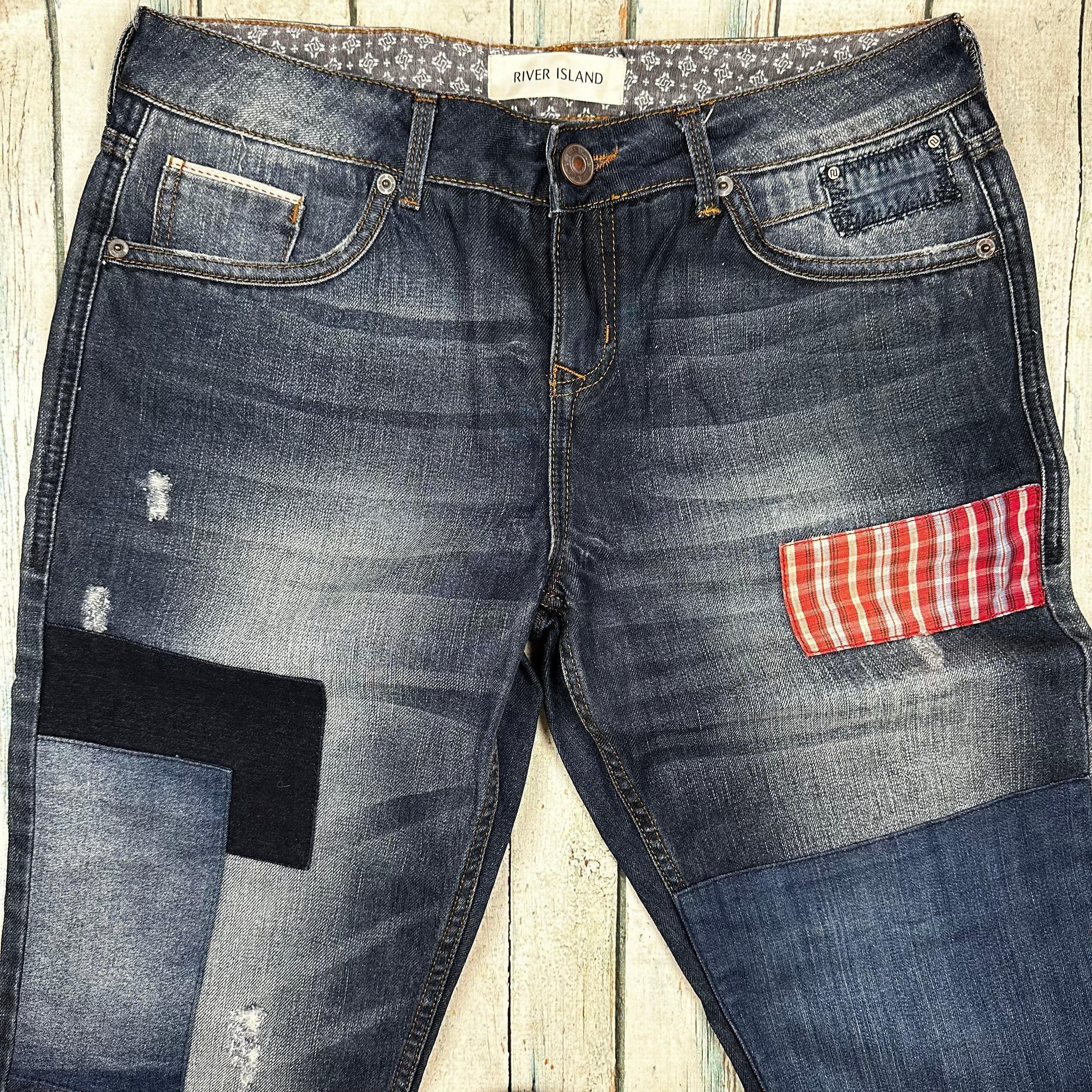 River Island Patched Distressed Boyfriend fit Jeans- Size 10 — photo 2 of 5