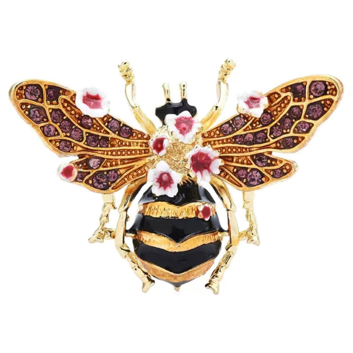 Crystal Floral Honey Bee Floral Brooch — photo 1 of 4