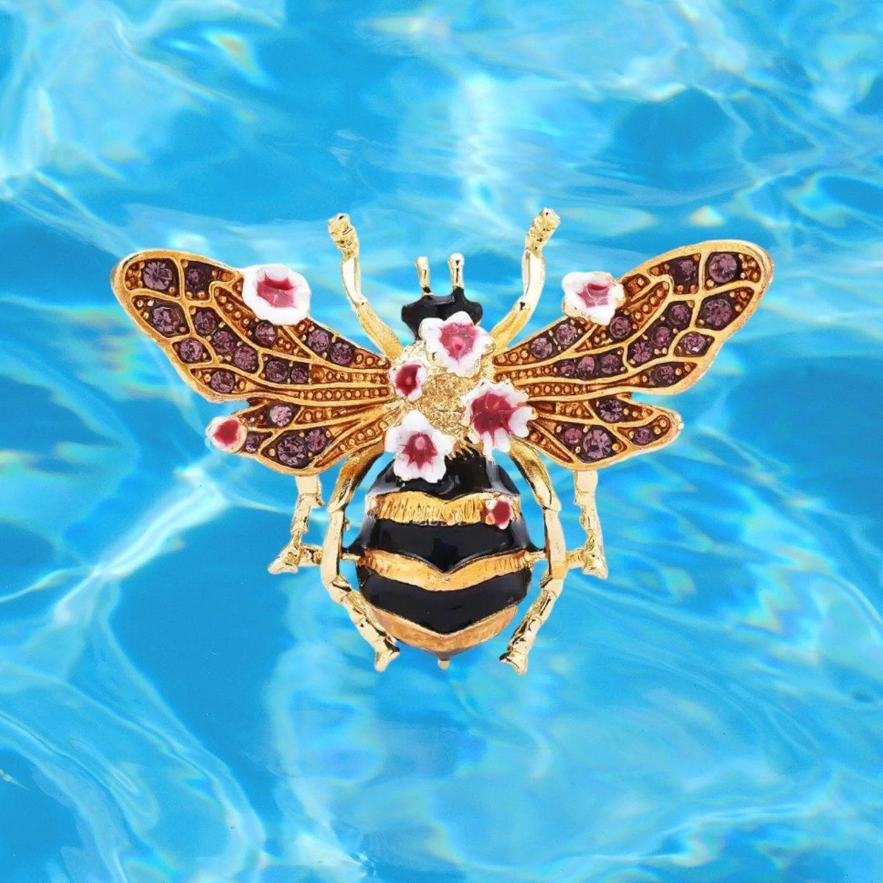 Crystal Floral Honey Bee Floral Brooch — photo 2 of 4