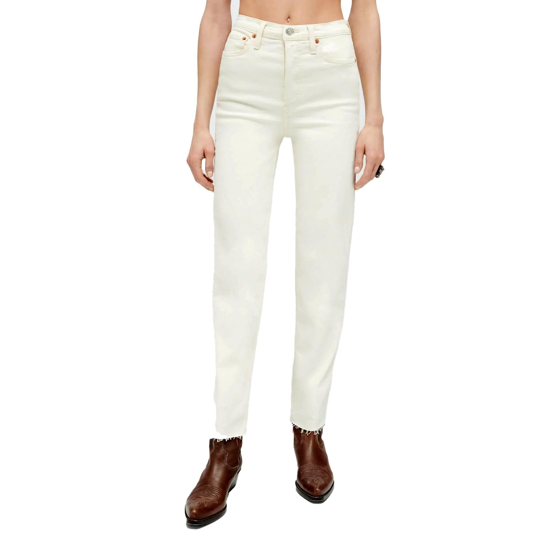 RE/DONE Levis Button Fly Stovepipe Denim White Jeans -Size 25 — photo 1 of 8