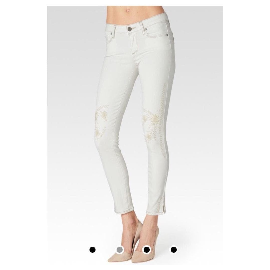 NWT- Paige Denim 'Verdugo Ankle' Ivory Fleur Embroidered Jeans- Size 24 — photo 4 of 5