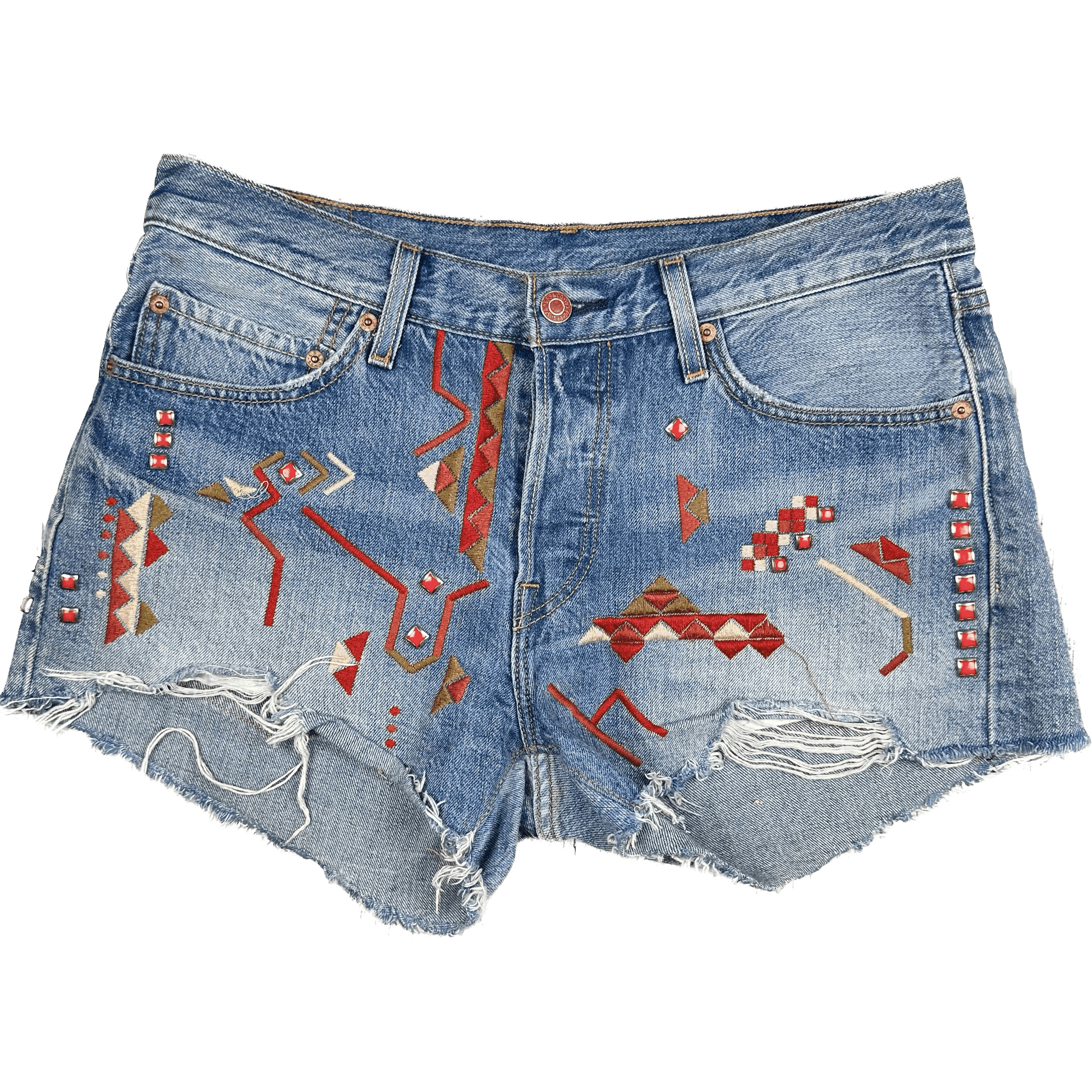 Levis 501 Ladies Studded/Embroidered Denim Shorts - Size 30 — photo 1 of 3