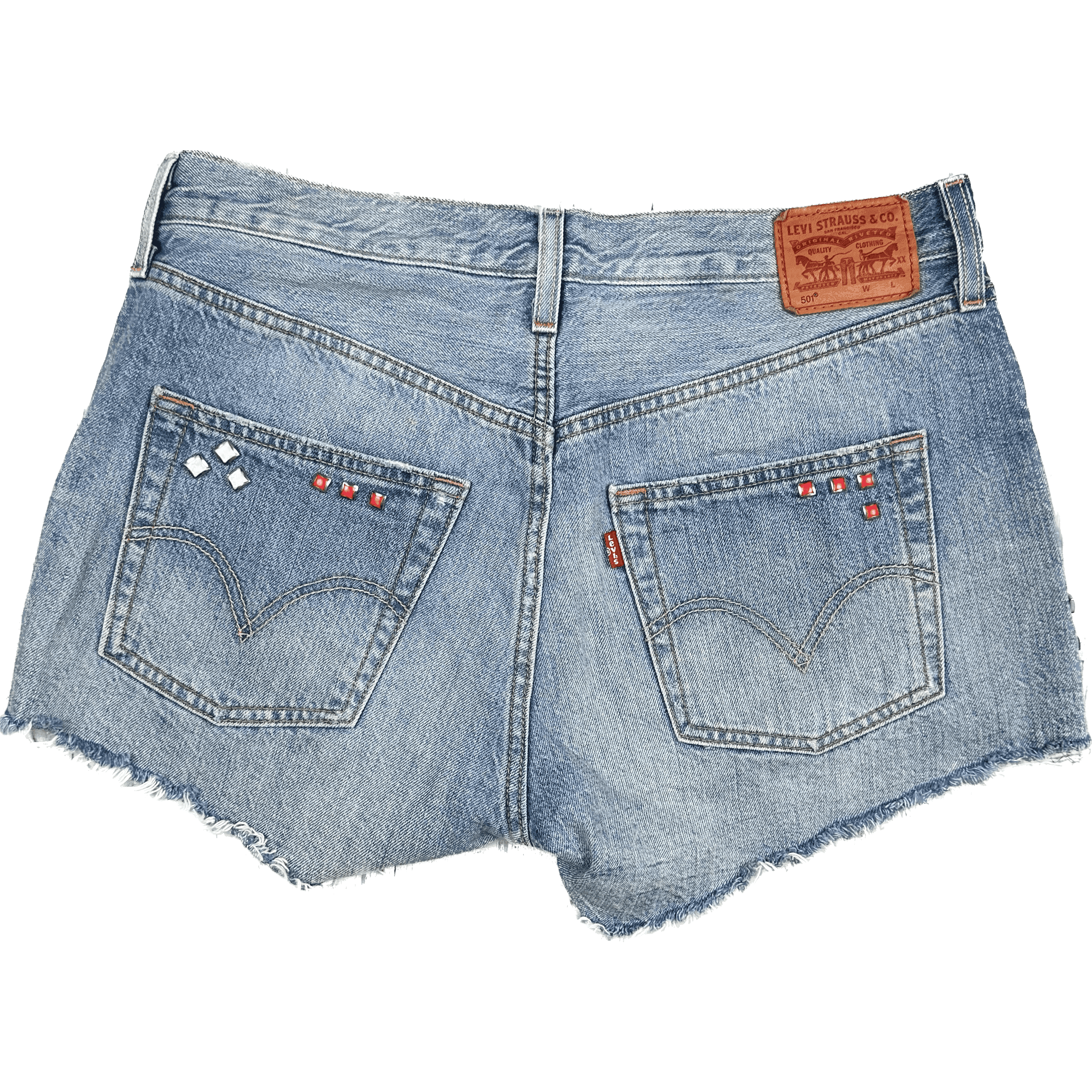 Levis 501 Ladies Studded/Embroidered Denim Shorts - Size 30 — photo 2 of 3