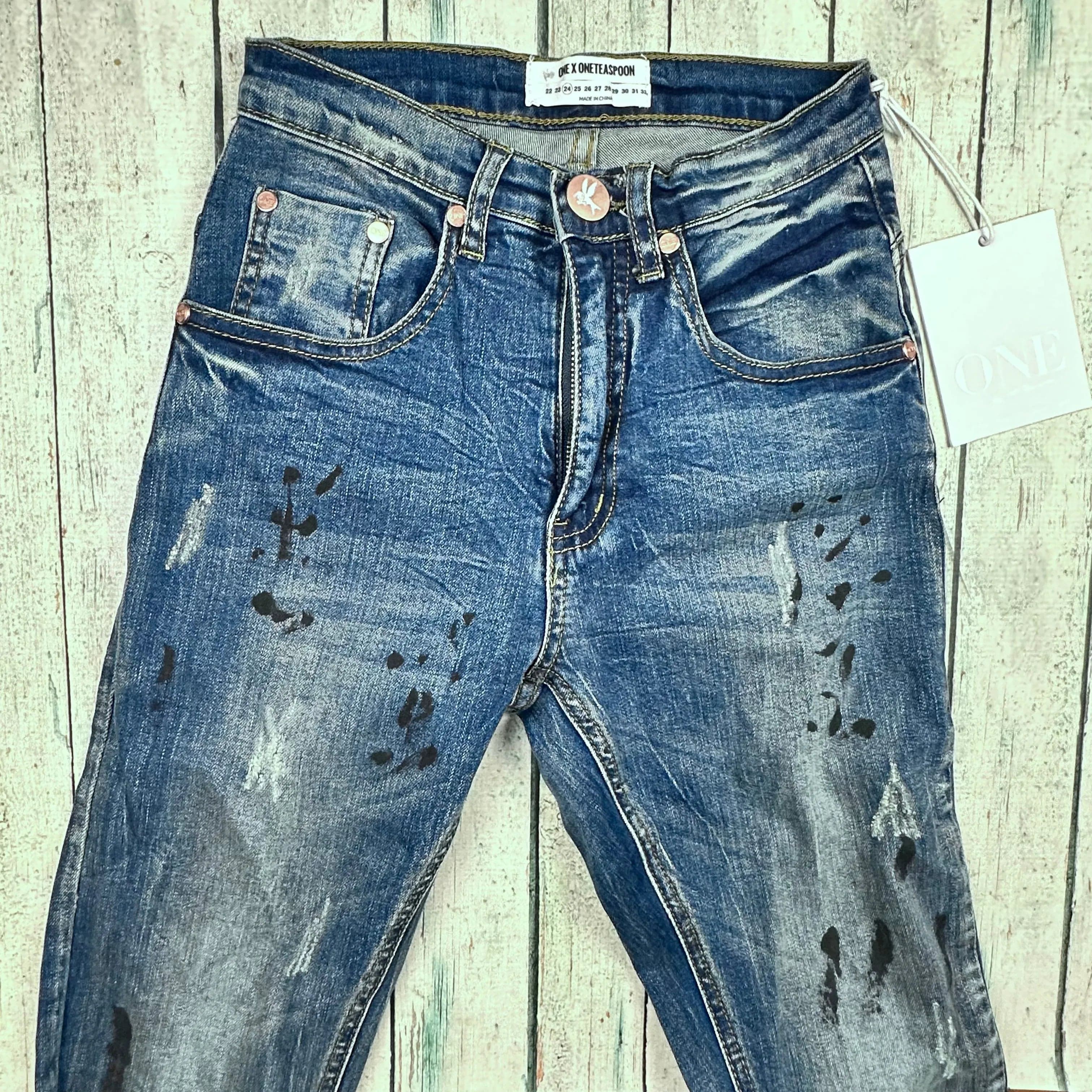 NWT- One Teaspoon "Scallywags" High Waist Blue Marine Wash - Size 24" — photo 5 of 8