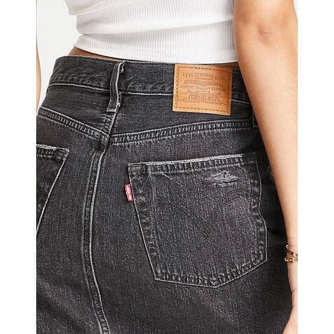 NWT - Levis High Rise Black Distressed Deconstructed Denim Skirt - Size 28 — photo 2 of 10