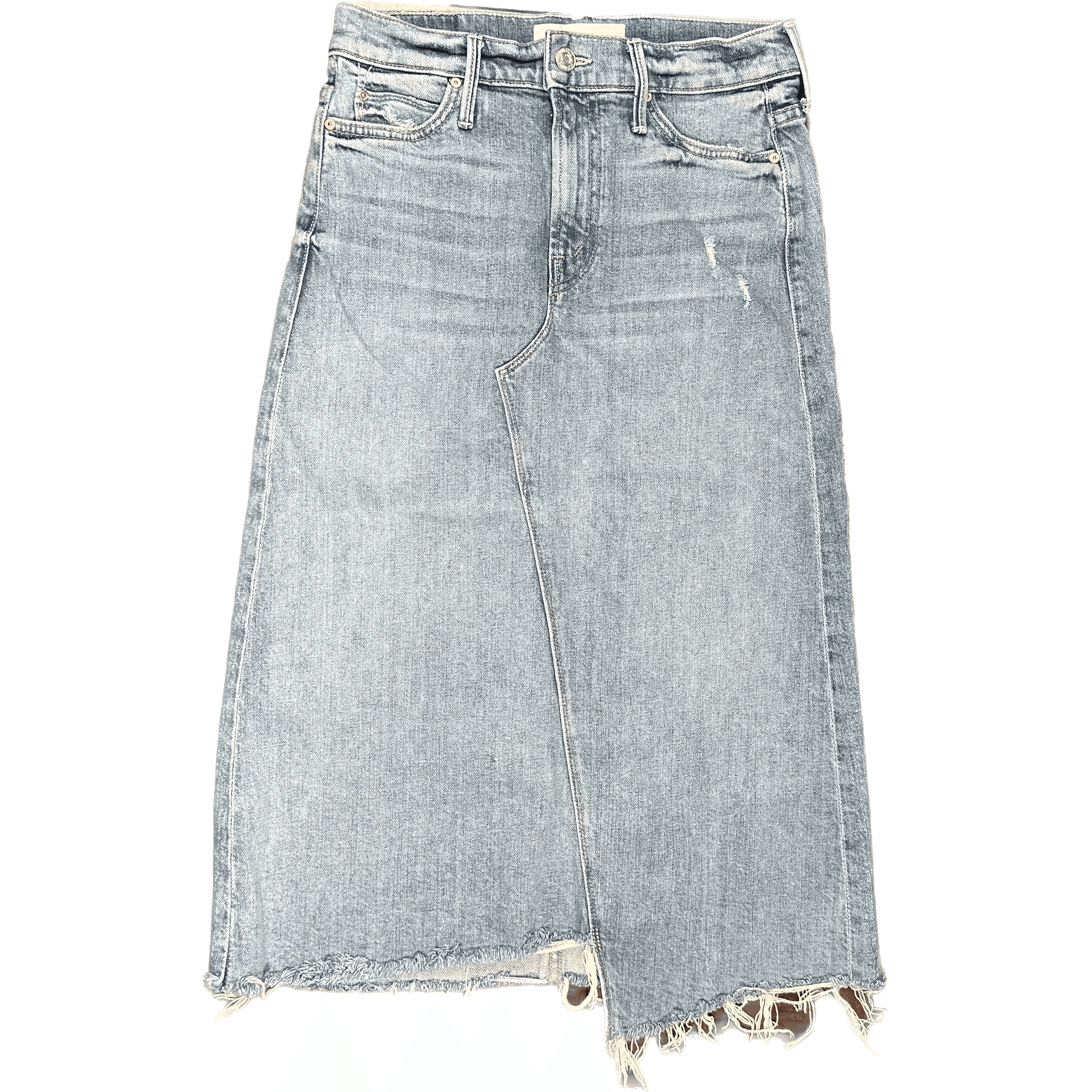 Mother Jeans 'The Straight A Step Midi Fray Skirt' Misbeliever Wash - Size 25 or 7AU — photo 2 of 11