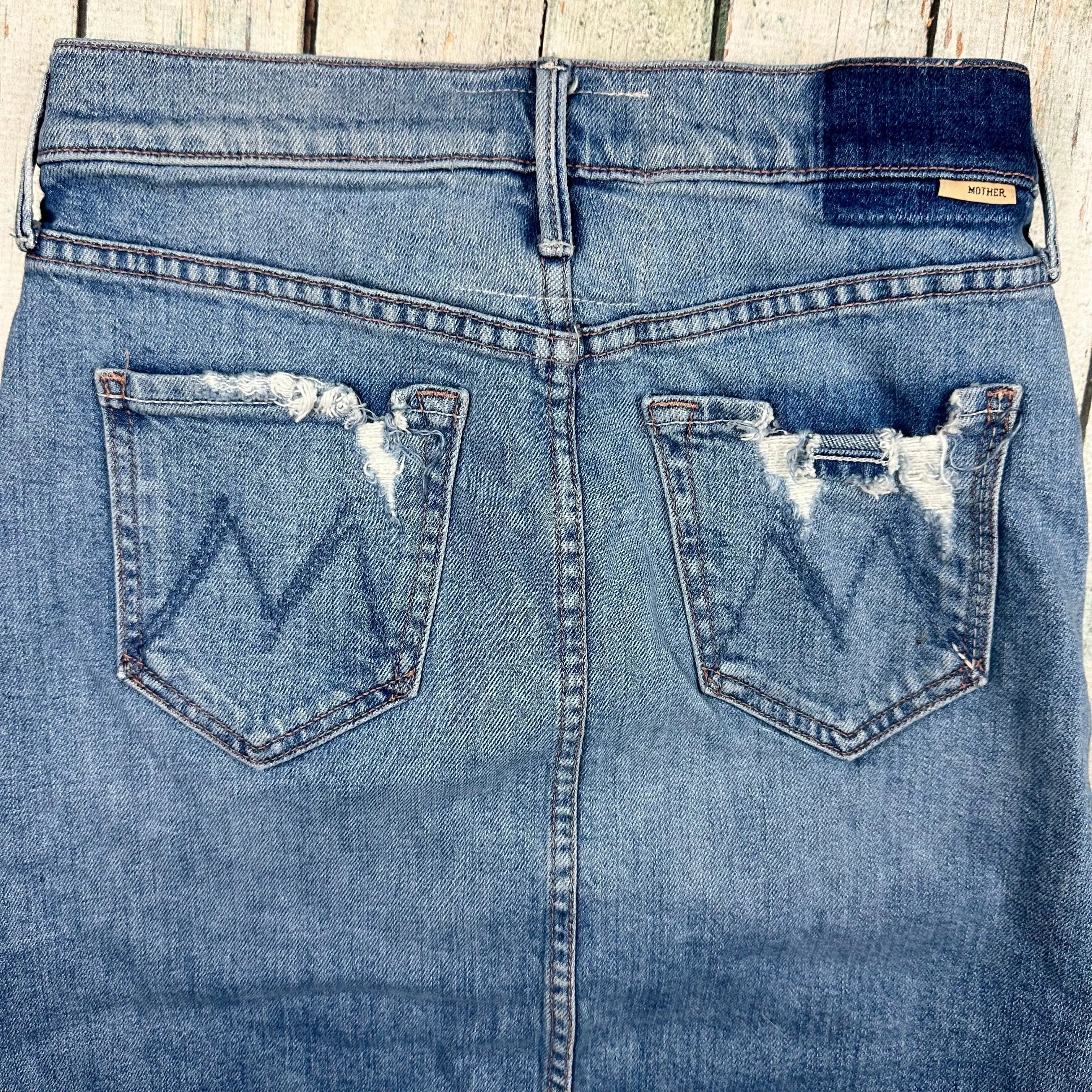 Mother Jeans 'The Straight A Step Midi Fray Skirt' Misbeliever Wash - Size 25 or 7AU — photo 5 of 11
