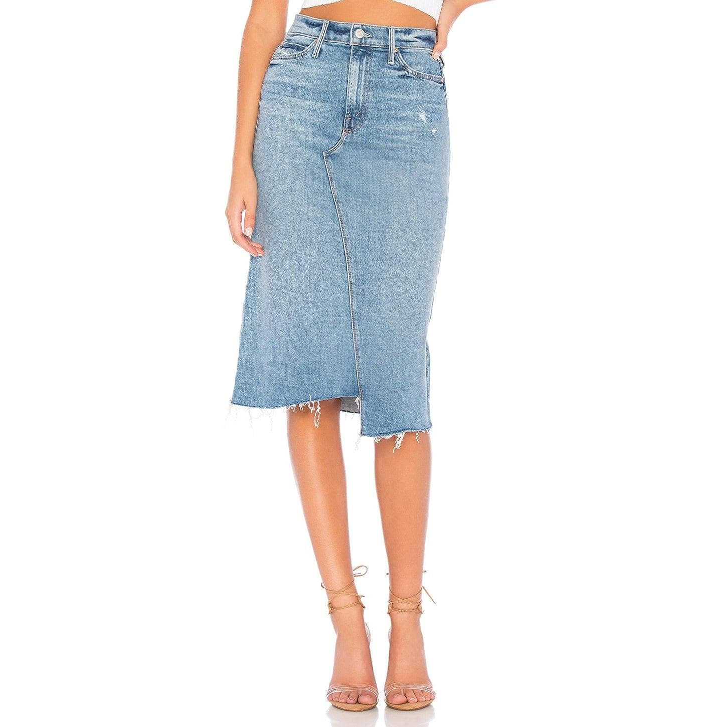 Mother Jeans 'The Straight A Step Midi Fray Skirt' Misbeliever Wash - Size 25 or 7AU — photo 10 of 11