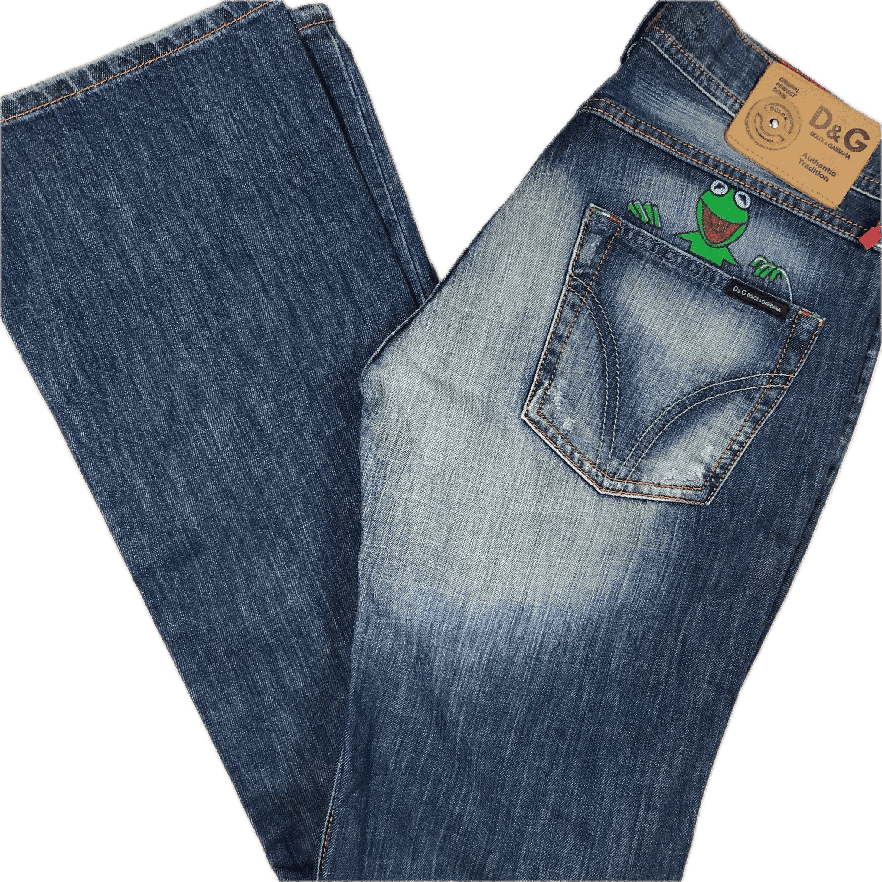 NWT- Dolce & Gabbana D&G Painted Kermit the Frog Jeans - Suit 9-10 — photo 3 of 13