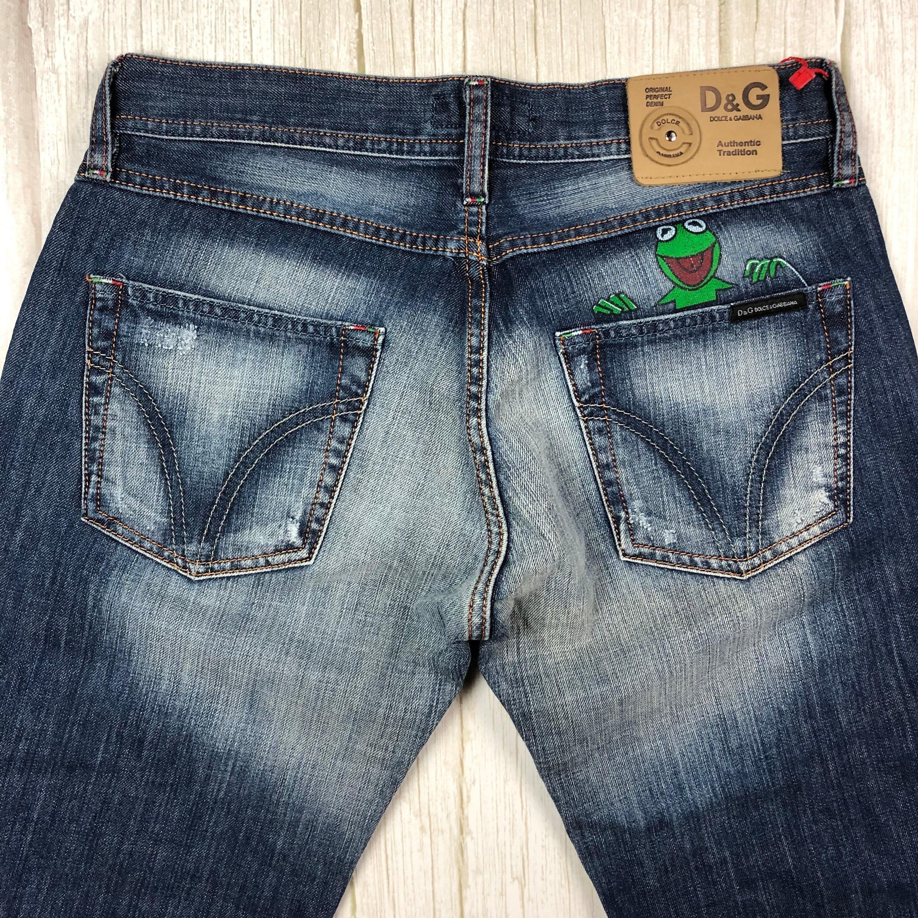 NWT- Dolce & Gabbana D&G Painted Kermit the Frog Jeans - Suit 9-10 — photo 10 of 13