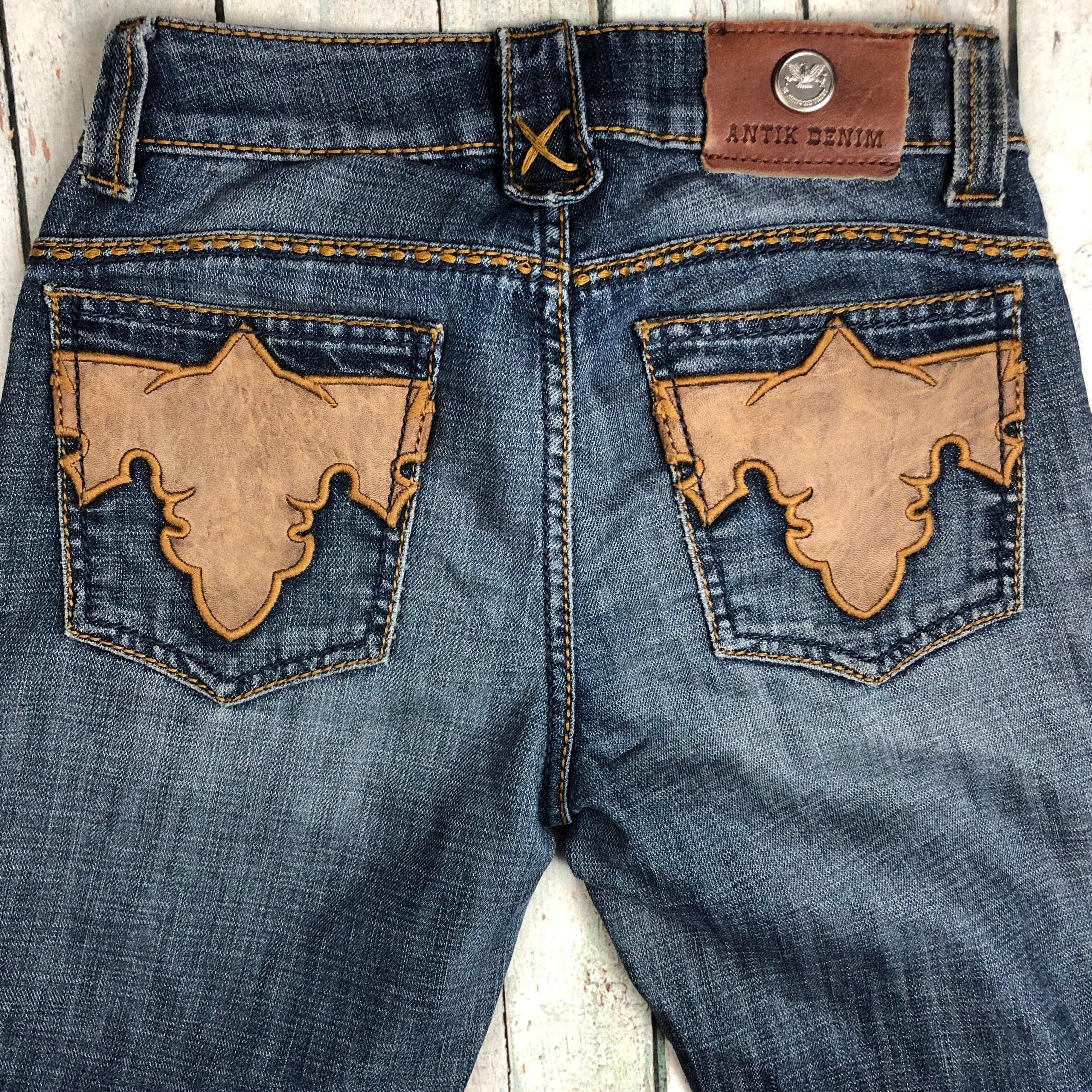 Antik Denim USA Leather Applique Flap Pocket Jeans- Size 24 Short — photo 3 of 6