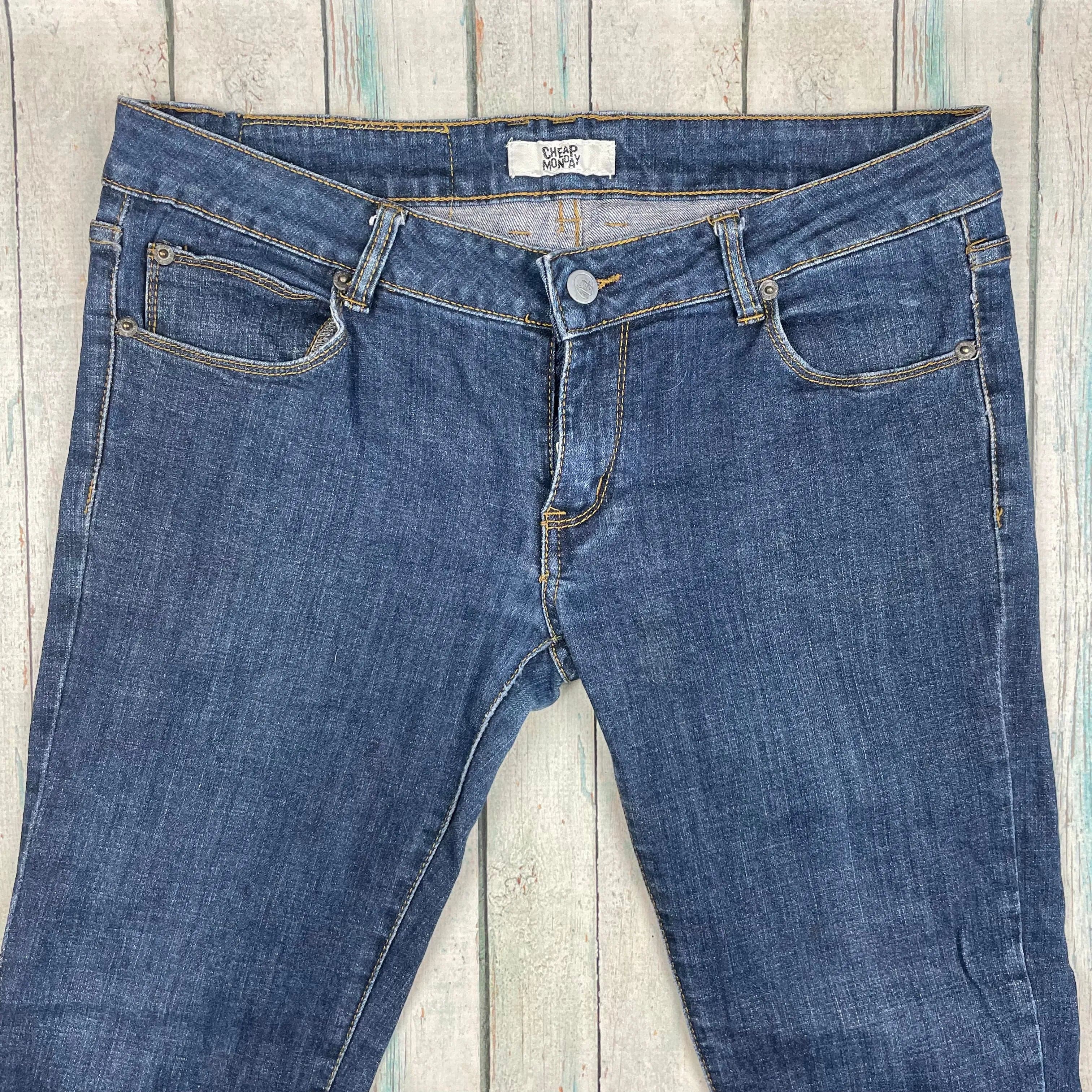 Cheap Monday 'Tight Satin Grey' Skinny Logo Pocket Jeans - Size 32 Short — photo 4 of 7