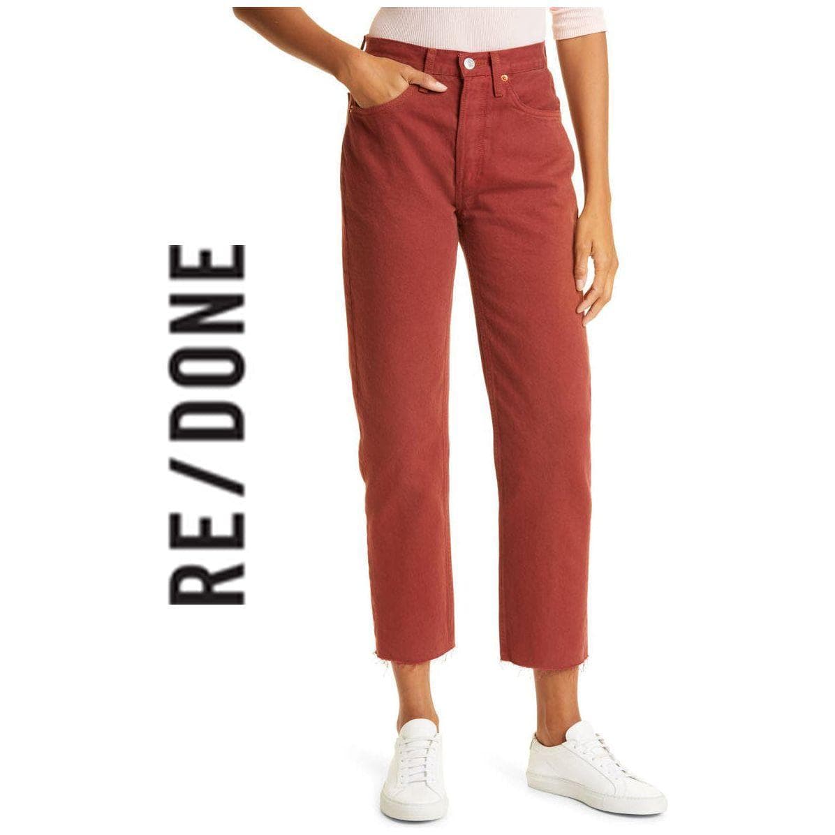 NWT- Re/Done 'High Rise Stovepipe' Washed Brick Jeans RRP $465 -Size 28 — photo 1 of 6