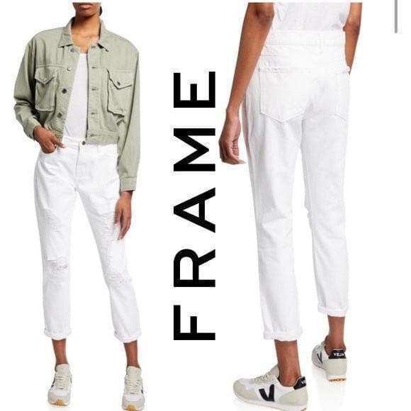 NWT- Frame Denim 'Le Garcon' White Boyfriend Jeans RRP $365 -Size 27 — photo 1 of 2