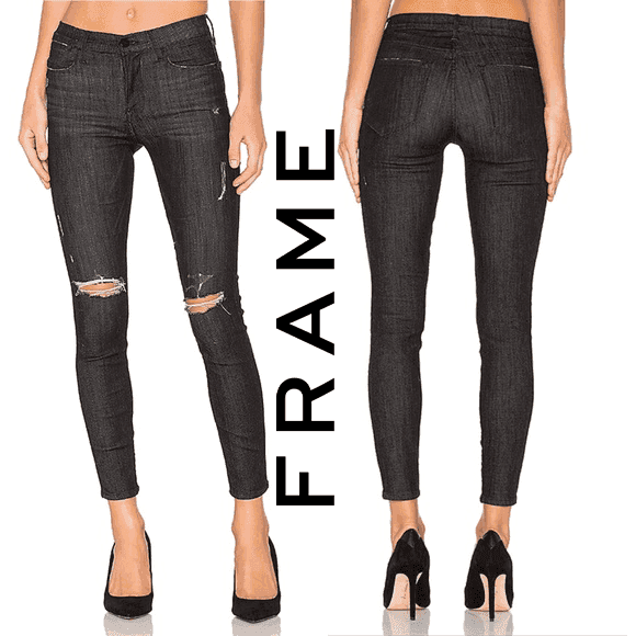 NWT- Frame Denim 'Le Skinny de Jeanne' Black Knox Jeans -Size 31