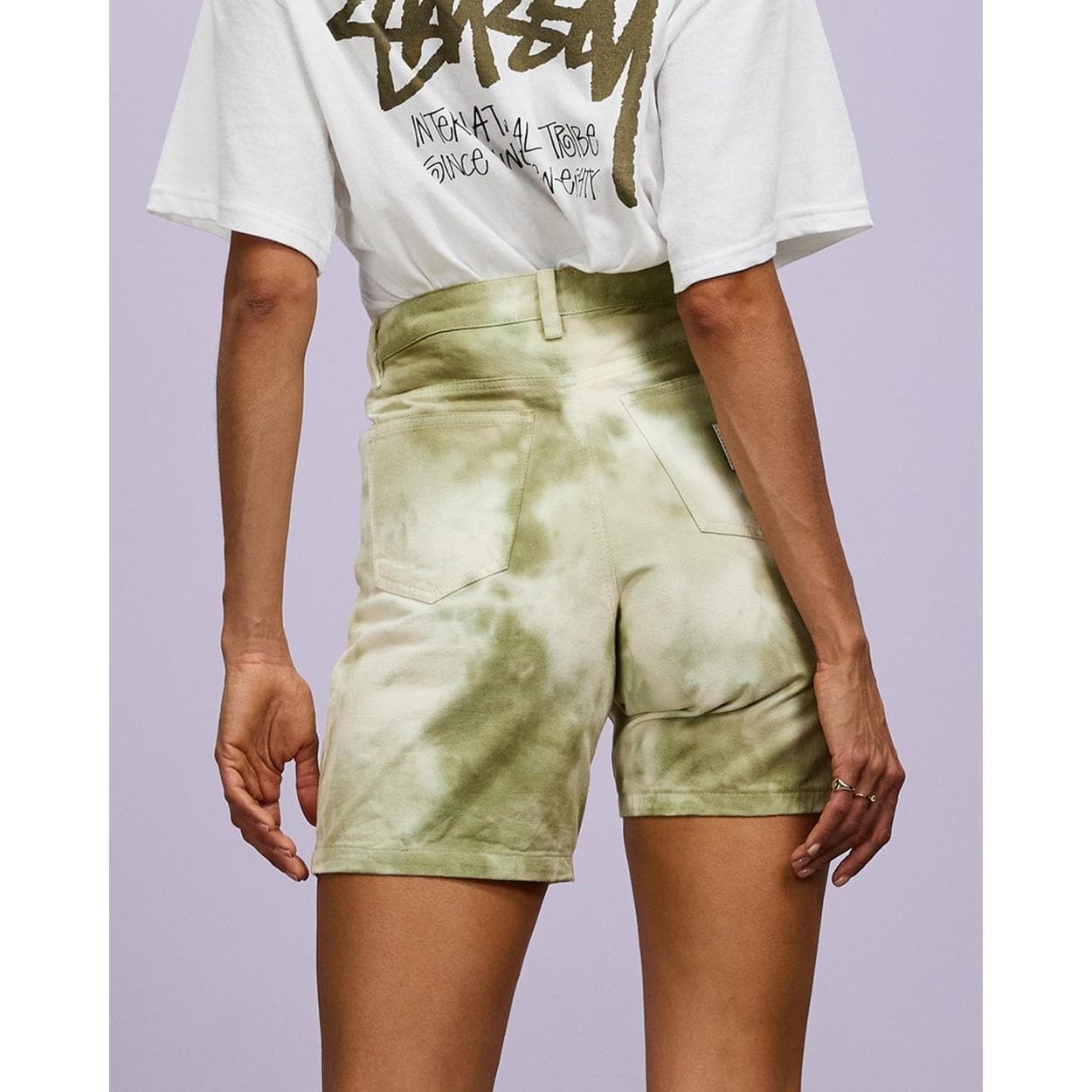 NWT -Stussy Malibu Green Tie Dye Denim Shorts - Size 10 — photo 2 of 4