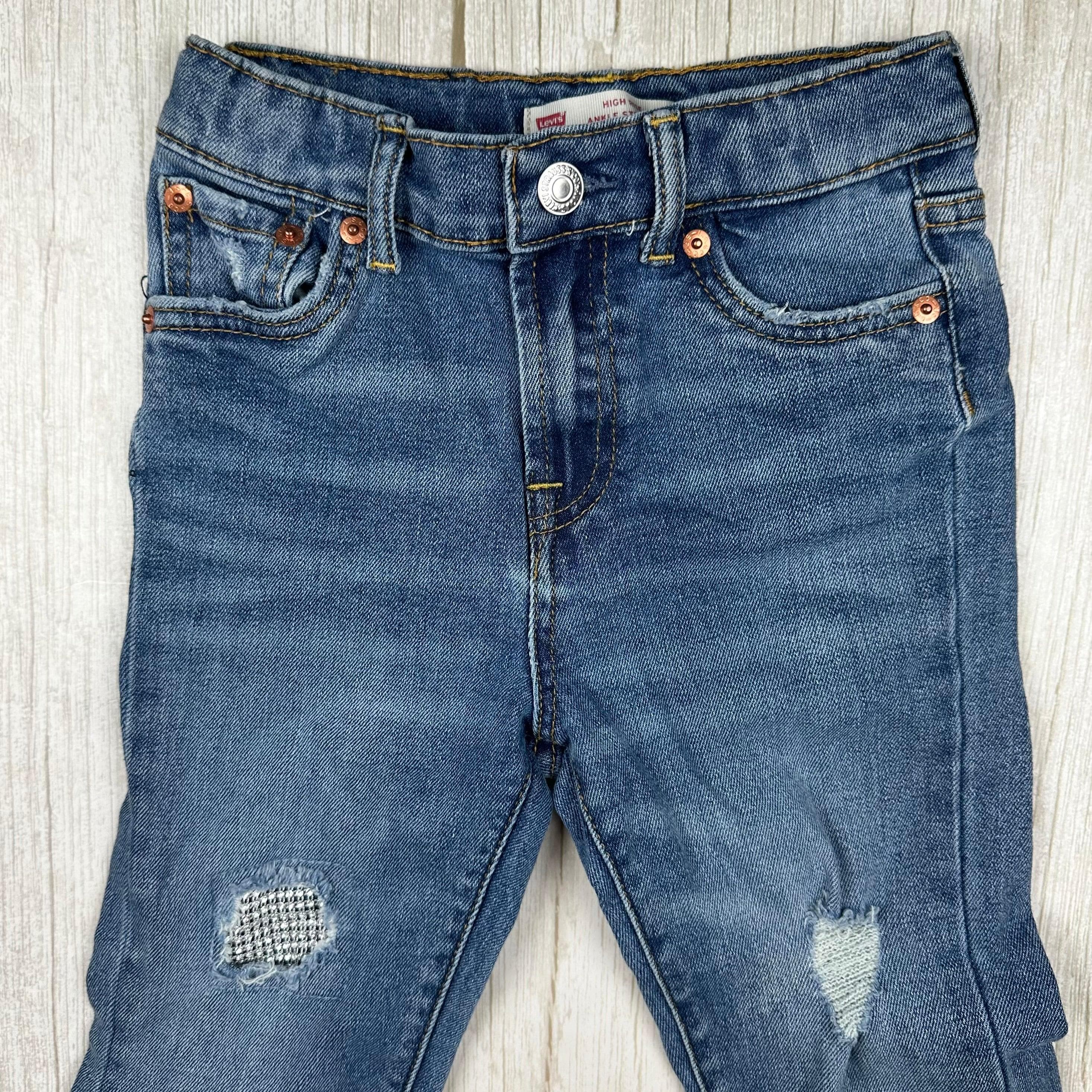 Levis Girls High Rise Ankle Straight Stretch Jeans - Size 7 — photo 3 of 7