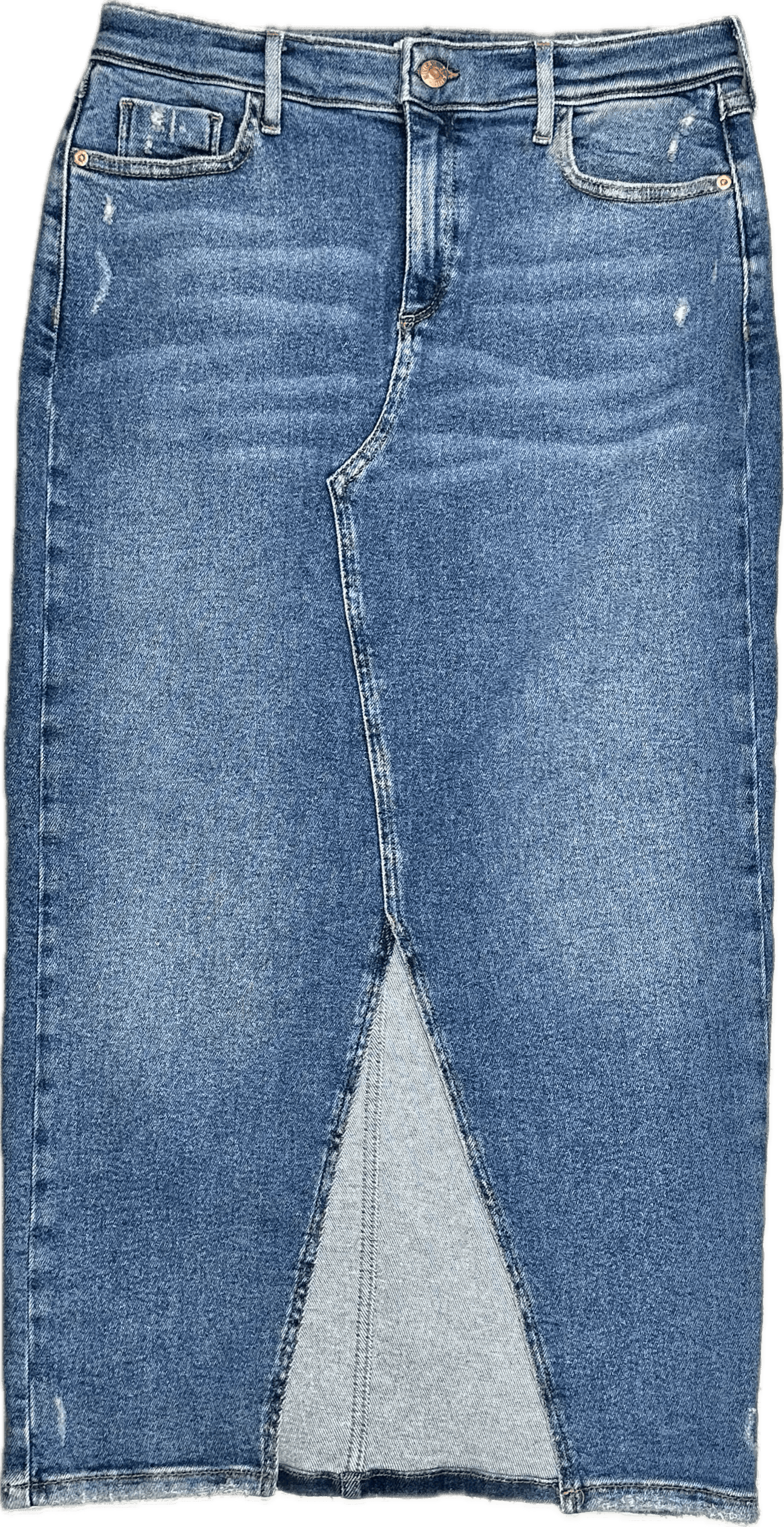 Distress Denim 'Ariel' Maxi Skirt by River Island- Size 14 — photo 2 of 6