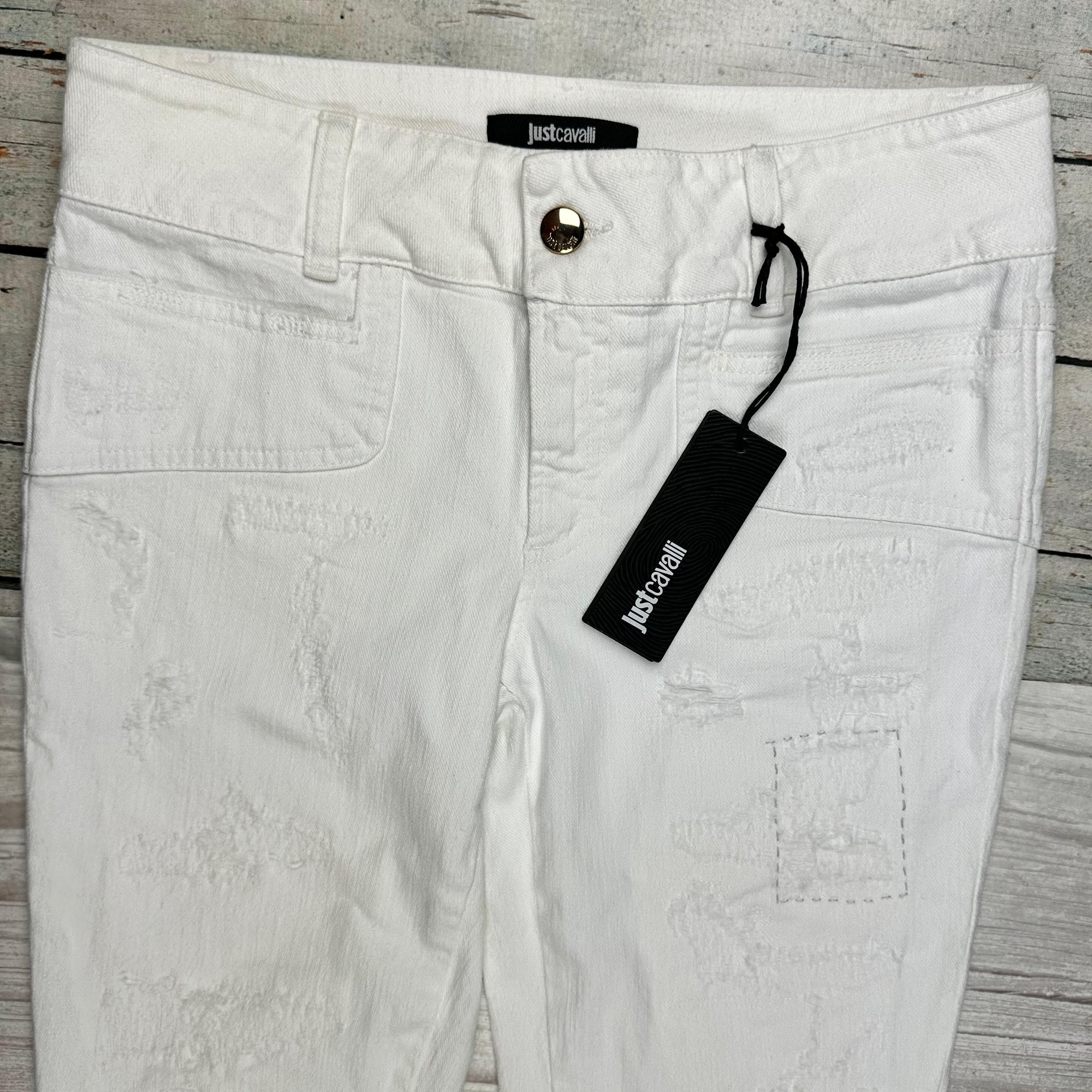 NWT- Just Cavalli Ladies Slim Gold & White Cuffed Jeans - Size 26 — photo 4 of 8