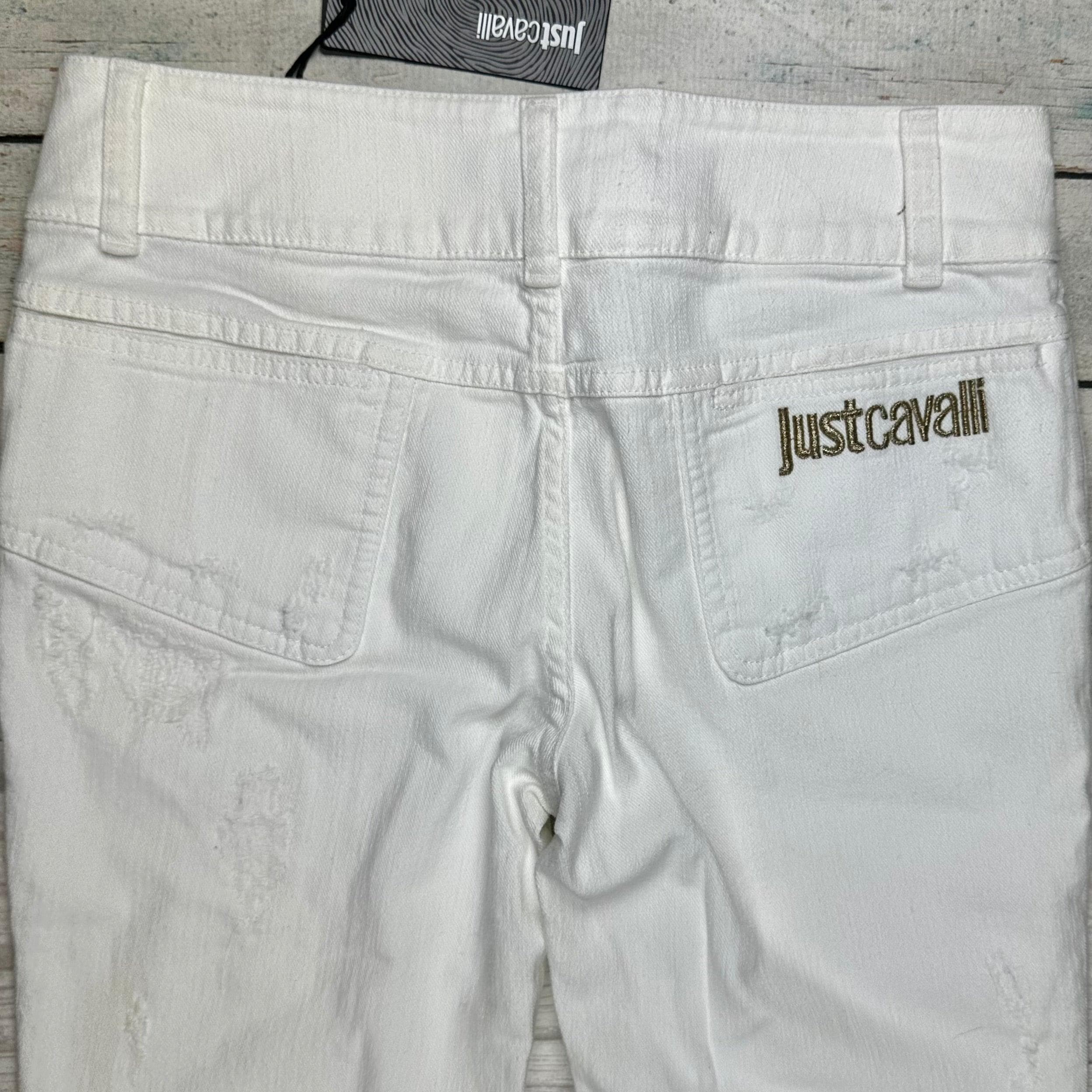 NWT- Just Cavalli Ladies Slim Gold & White Cuffed Jeans - Size 26 — photo 5 of 8