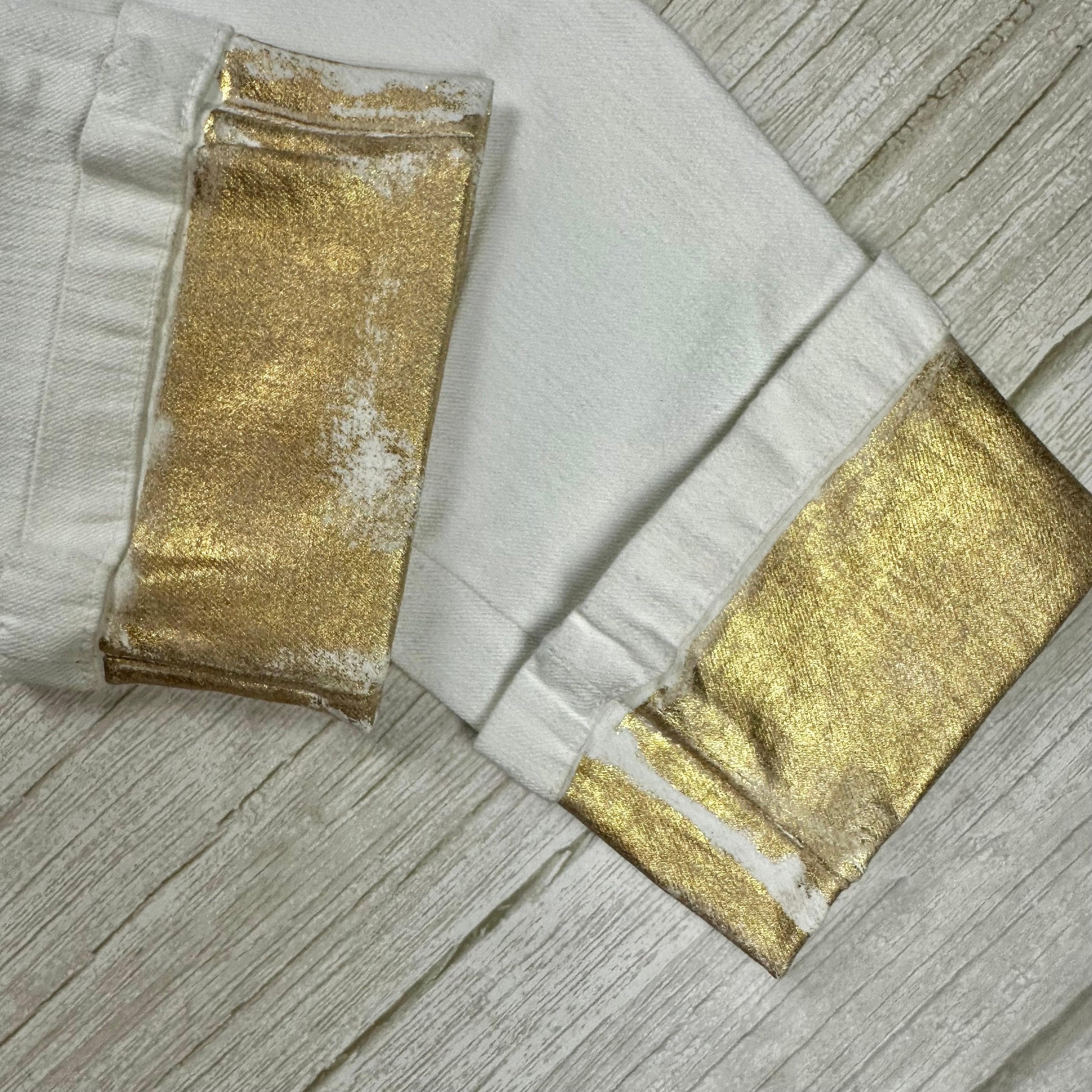 NWT- Just Cavalli Ladies Slim Gold & White Cuffed Jeans - Size 26 — photo 6 of 8
