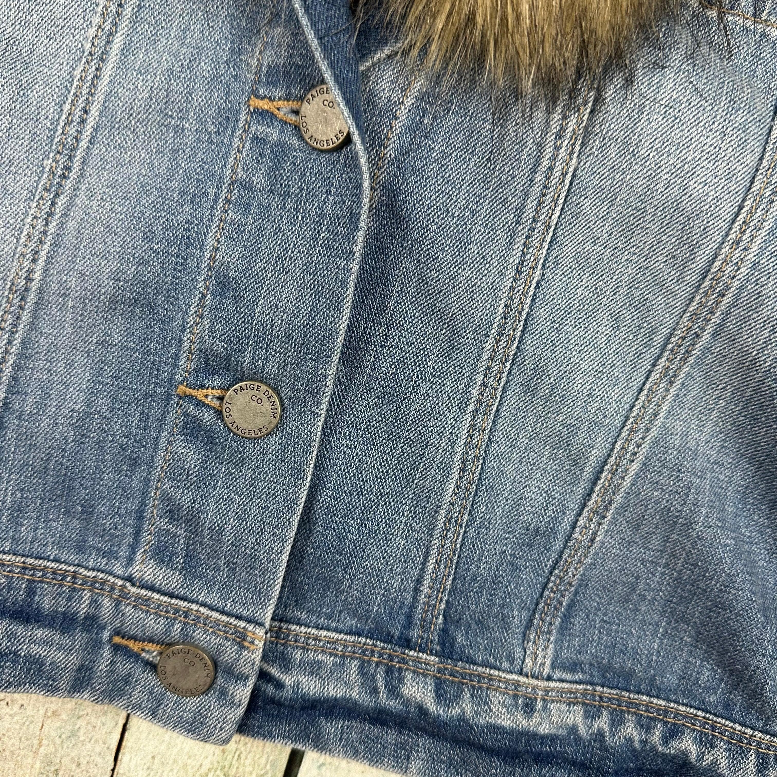 Paige Denim Detachable Fur Collar Denim Jacket - Size S — photo 5 of 9