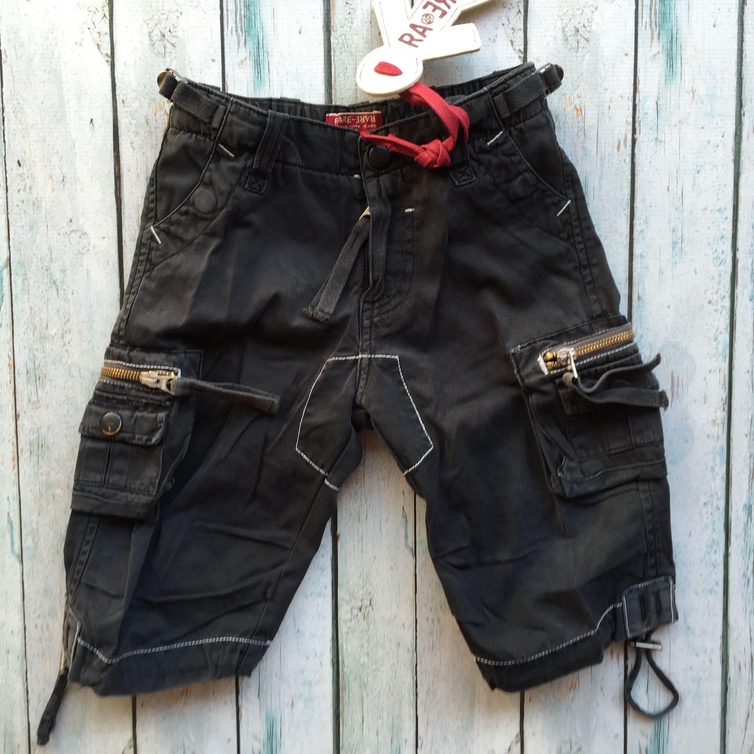 NWT - Ra-re Rag Recycle Italy Boys Black Long Cargo Shorts - Size 3 — photo 4 of 5