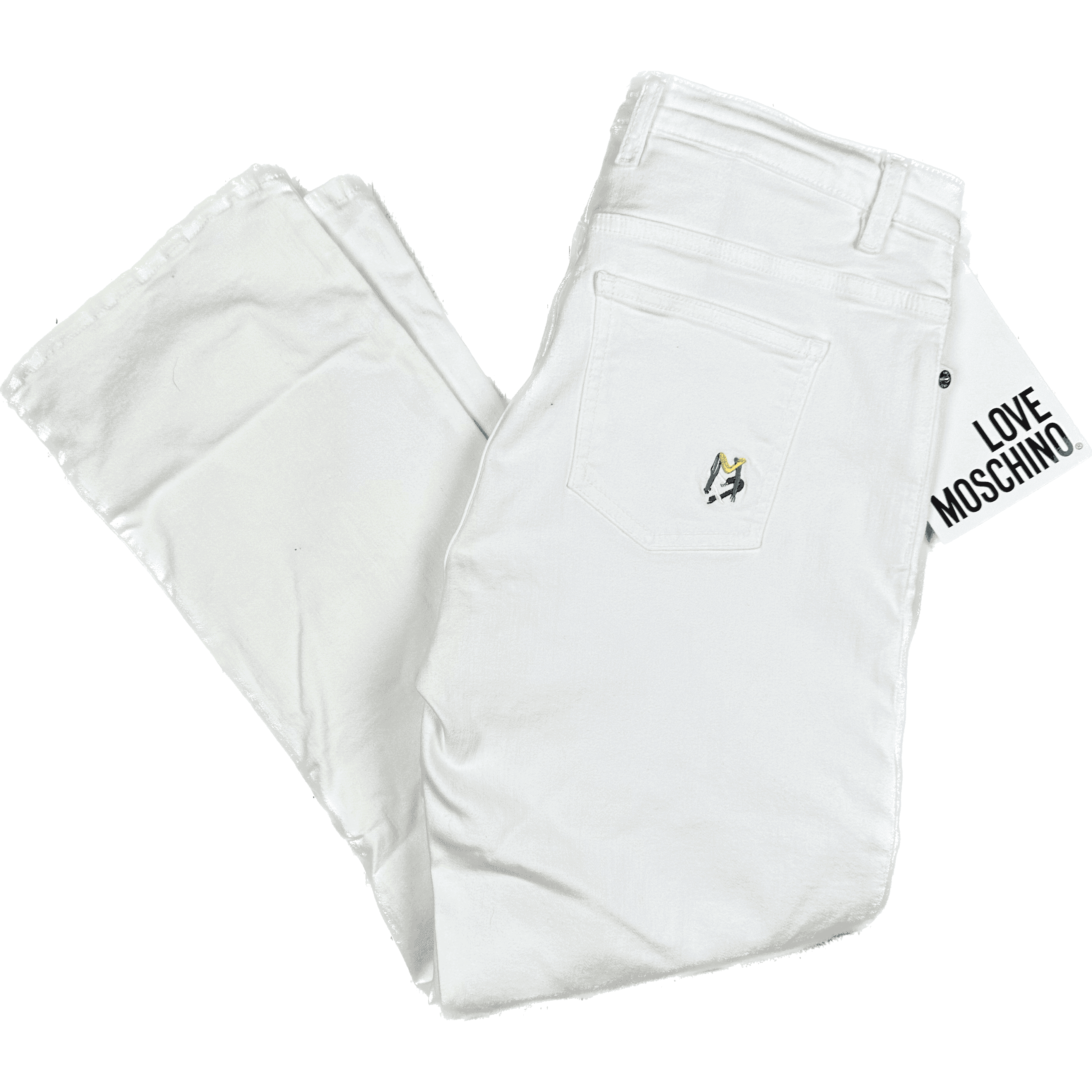 NWT- Moschino Ladies White Straight Fit Logo Jeans- Suit Size 12/14 — photo 1 of 3