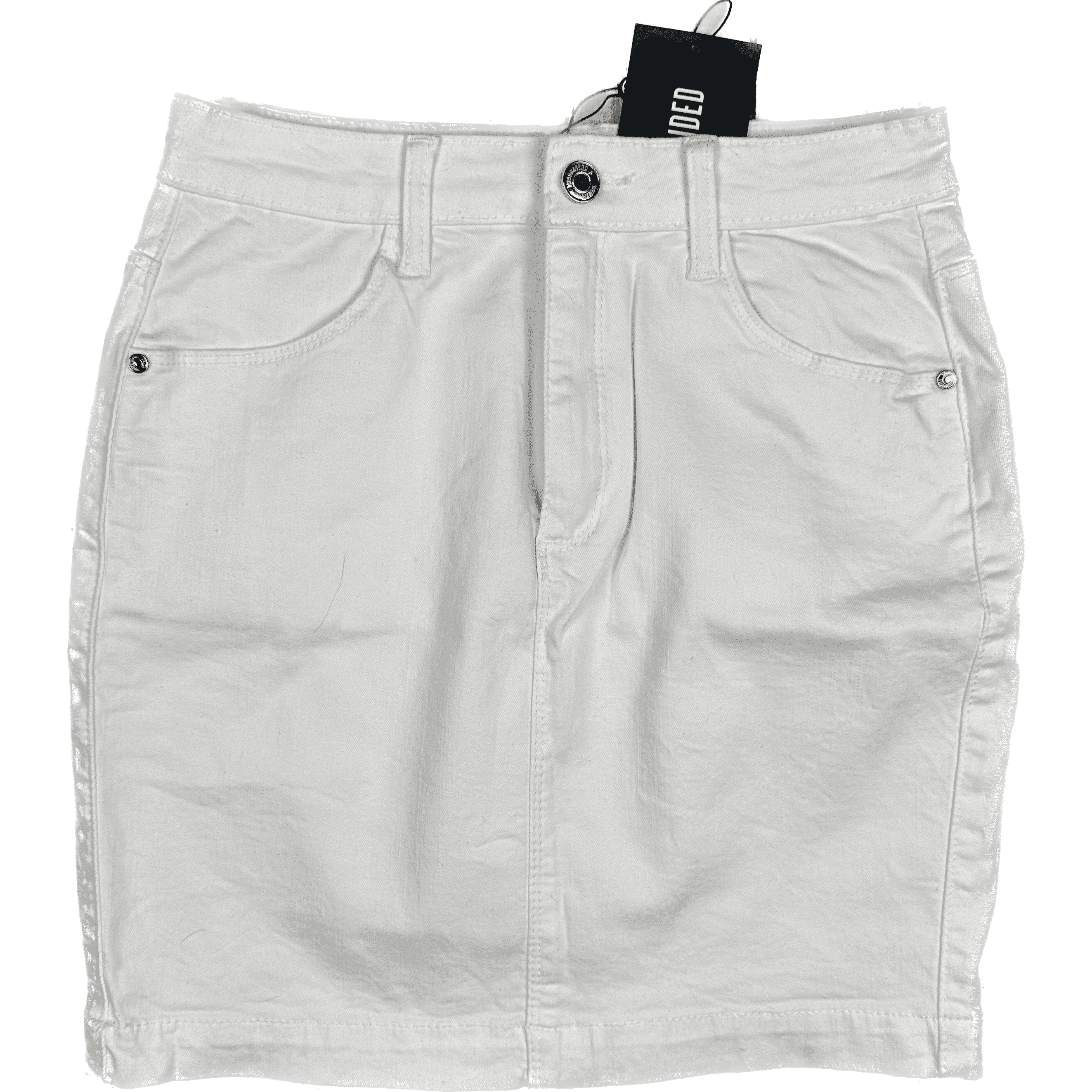 NWT- Missguided White Stretch Denim Mini Skirt - Size 10 — photo 1 of 2