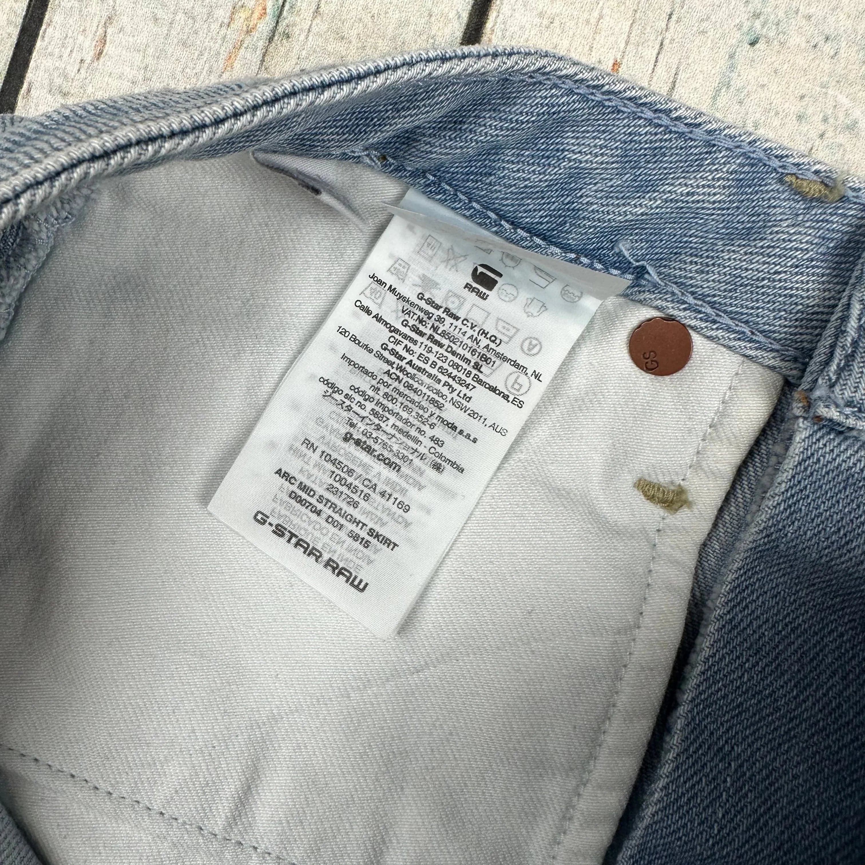 G Star Raw 3301 'Arc Mid Straight' Stretch Denim Mini Skirt - Size 27 — photo 3 of 4
