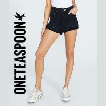 NWT- One Teaspoon Black High Waist Bandits Raw Hem Shorts - Size 24" — photo 1 of 5