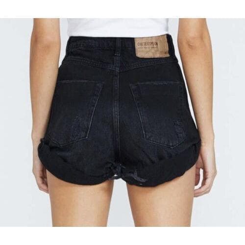 NWT- One Teaspoon Black High Waist Bandits Raw Hem Shorts - Size 24" — photo 4 of 5