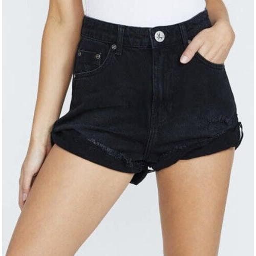 NWT- One Teaspoon Black High Waist Bandits Raw Hem Shorts - Size 24" — photo 5 of 5