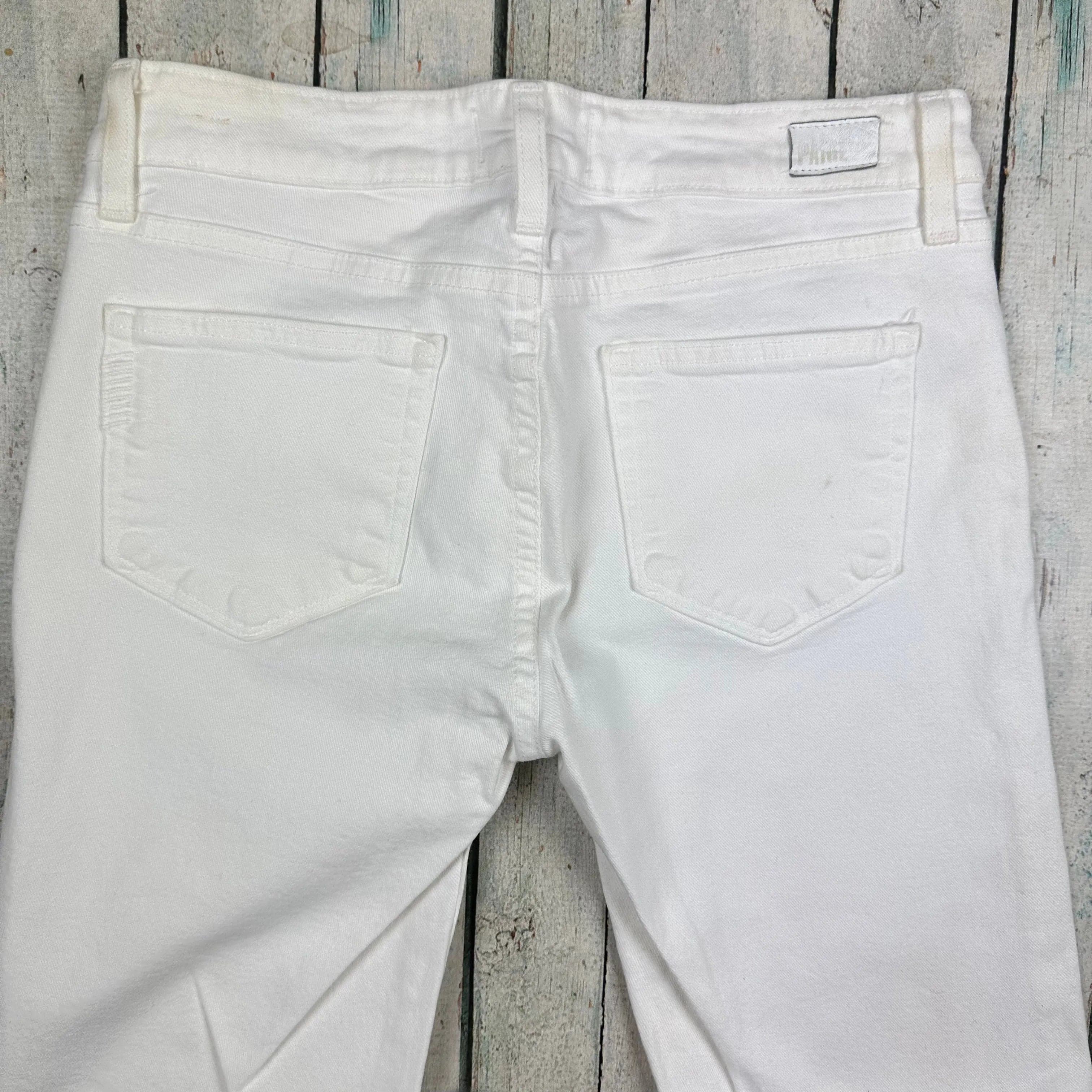 Paige Denim 'Verdugo Ankle' White Stretch Zip Jeans- Size 27 — photo 5 of 7