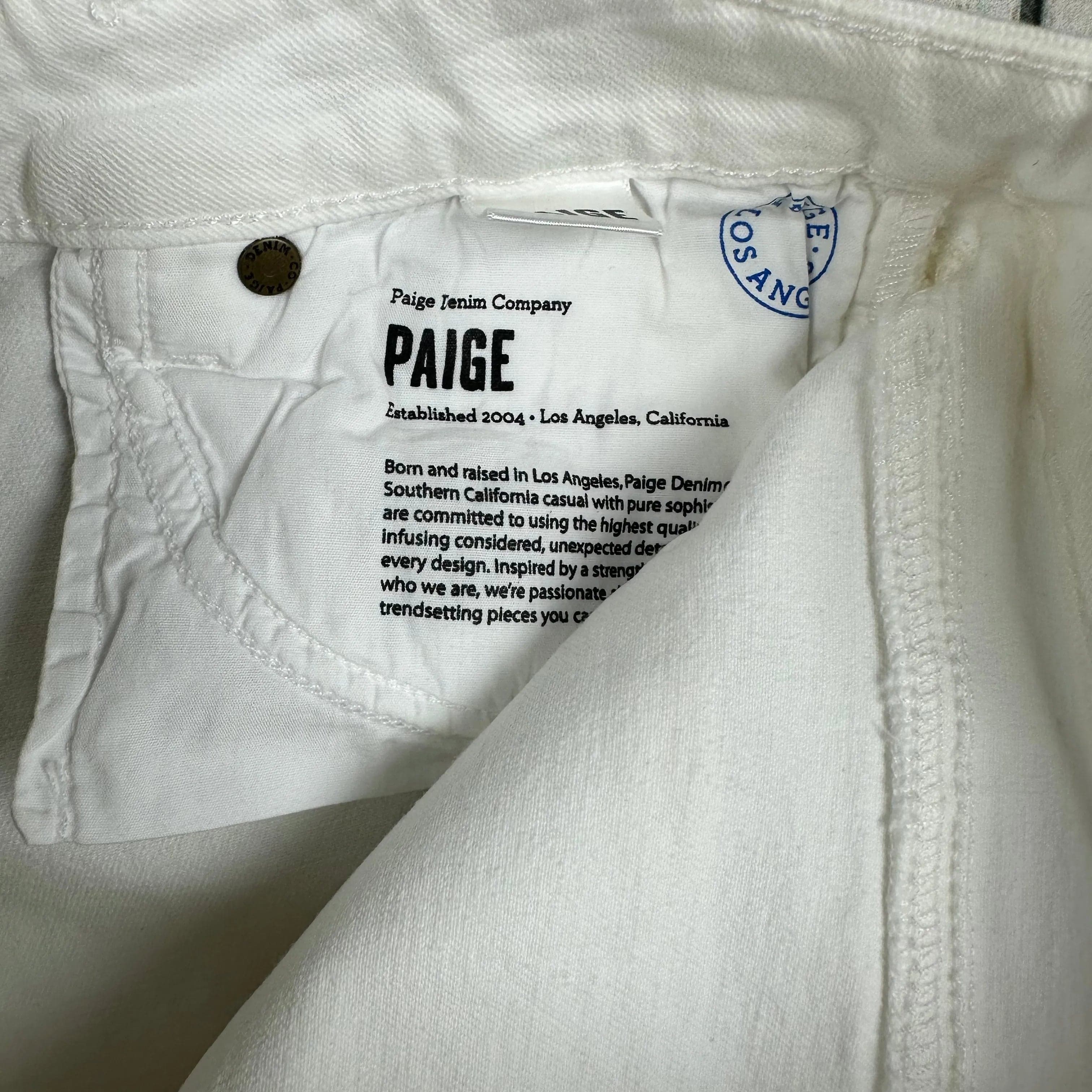 Paige Denim 'Verdugo Ankle' White Stretch Zip Jeans- Size 27 — photo 6 of 7