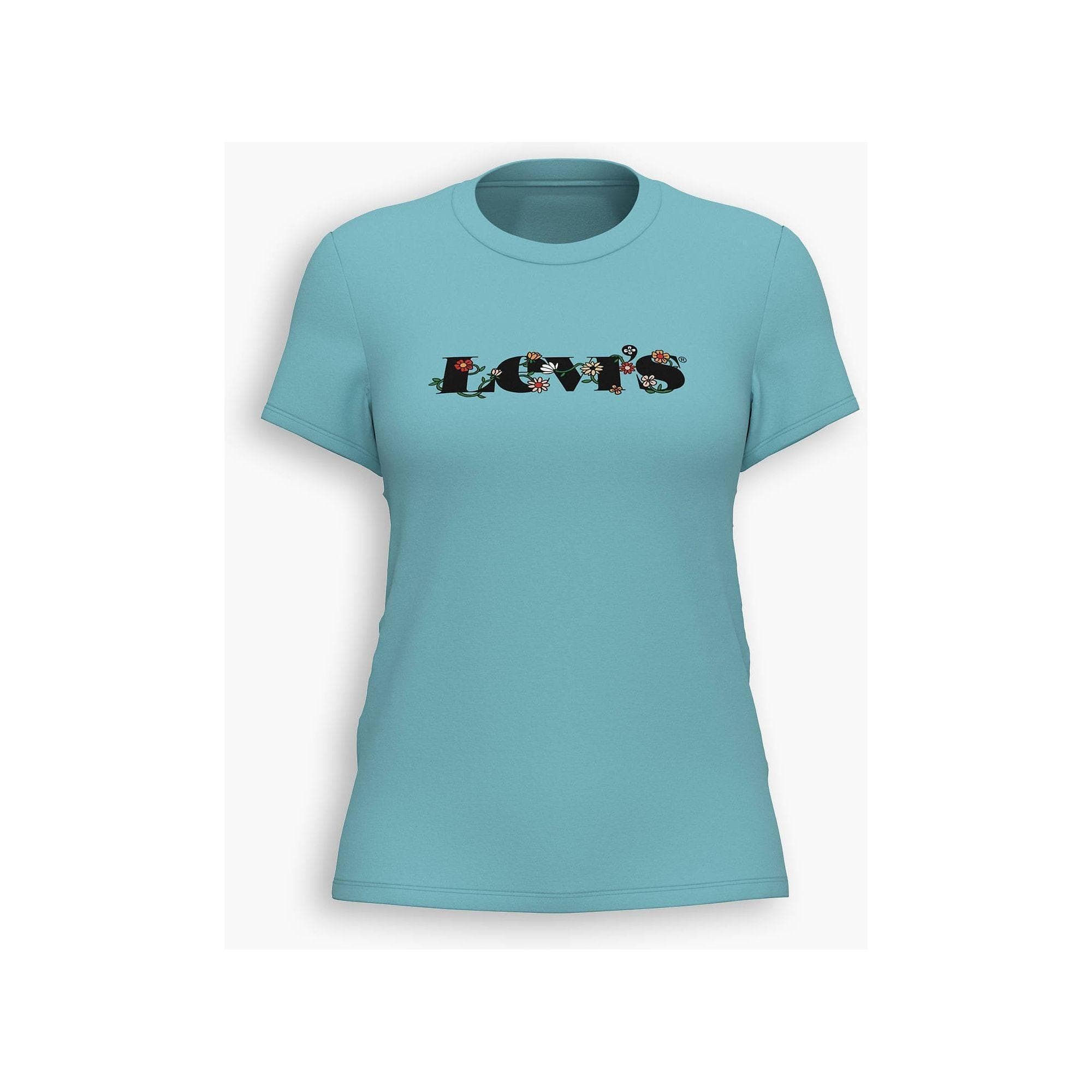 NWT- Levis Blue Crew Neck Floral Logo T Shirt - Size S — photo 2 of 2