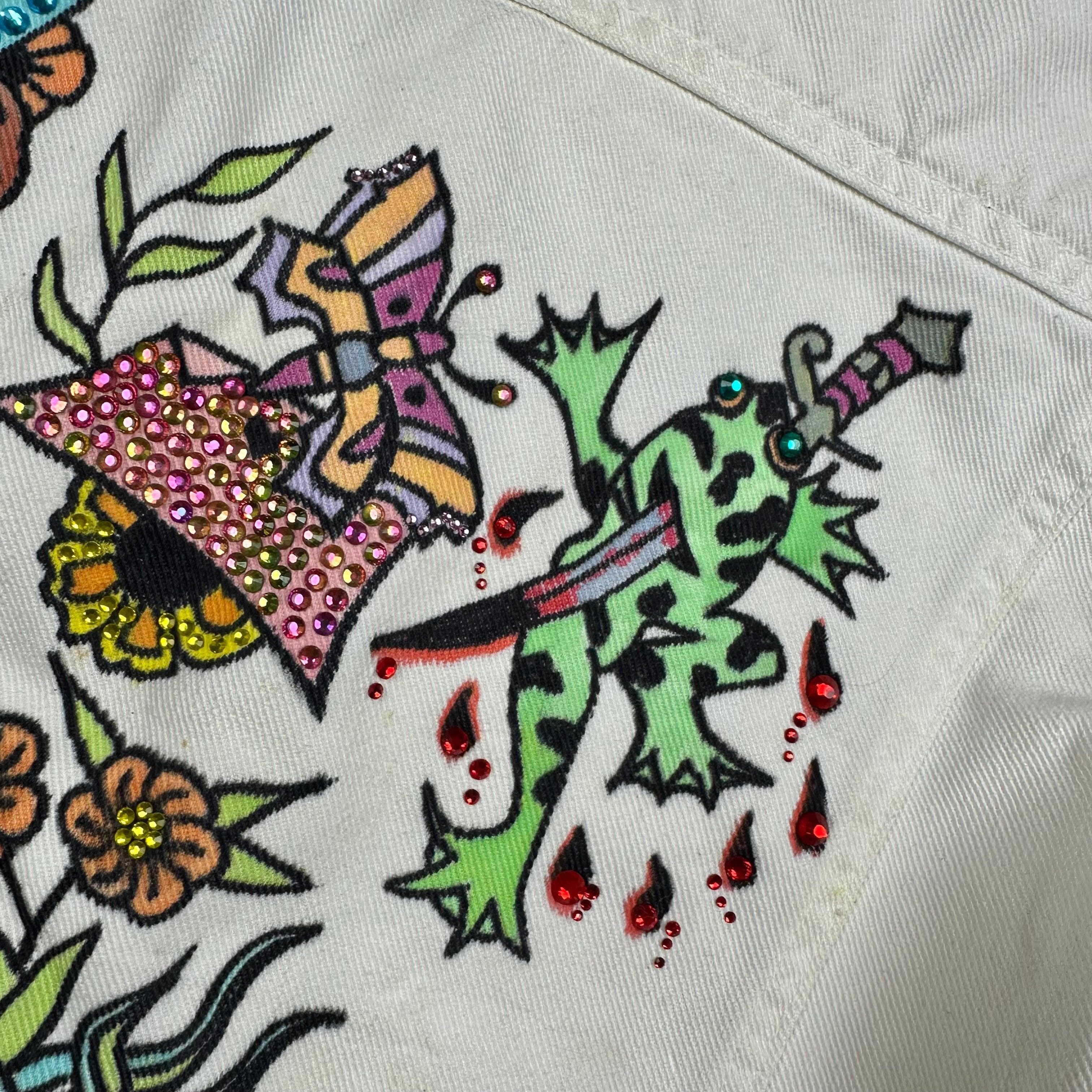 AMCO Vintage 1970's White Tattoo Print Denim Jacket - Size XS — photo 3 of 8