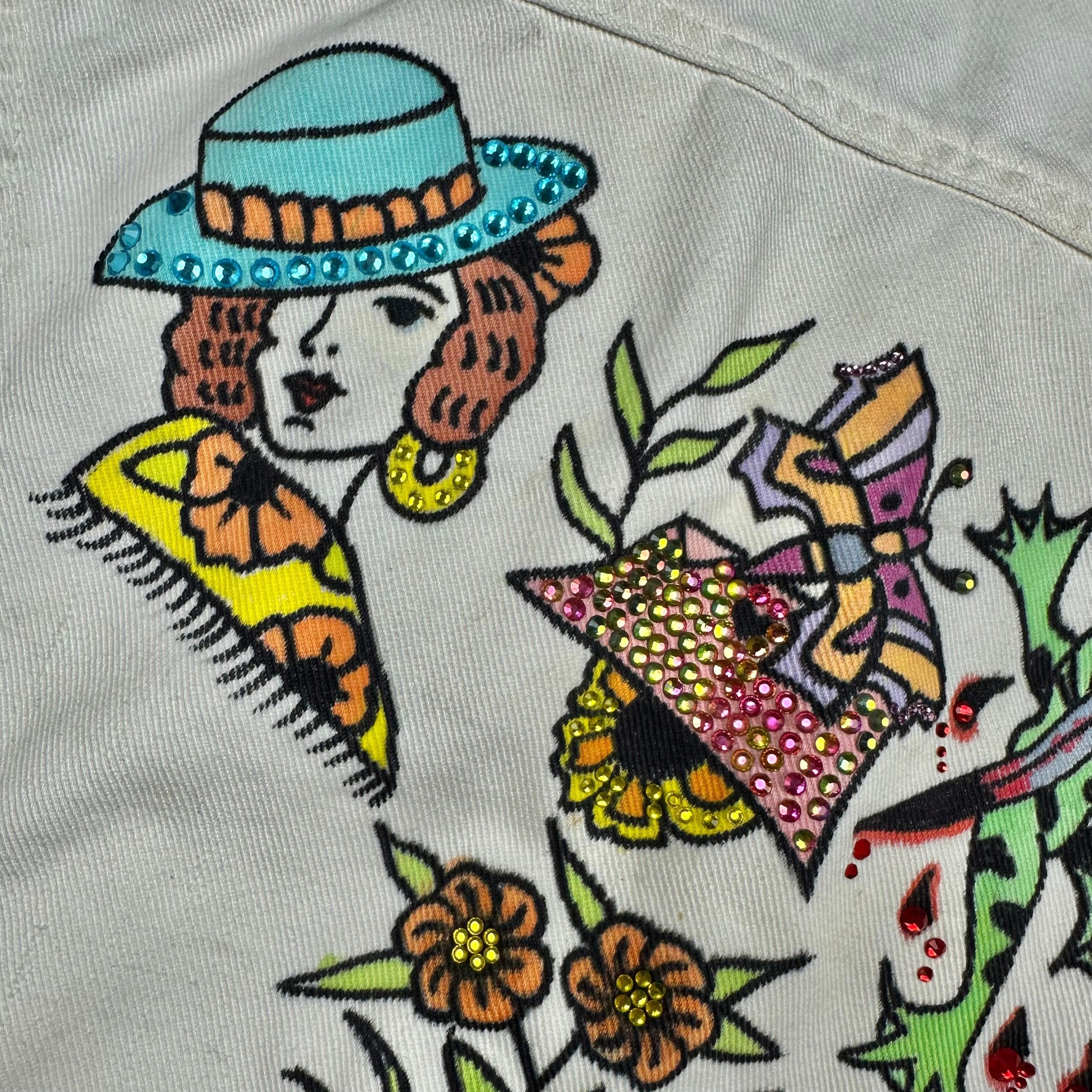AMCO Vintage 1970's White Tattoo Print Denim Jacket - Size XS — photo 4 of 8