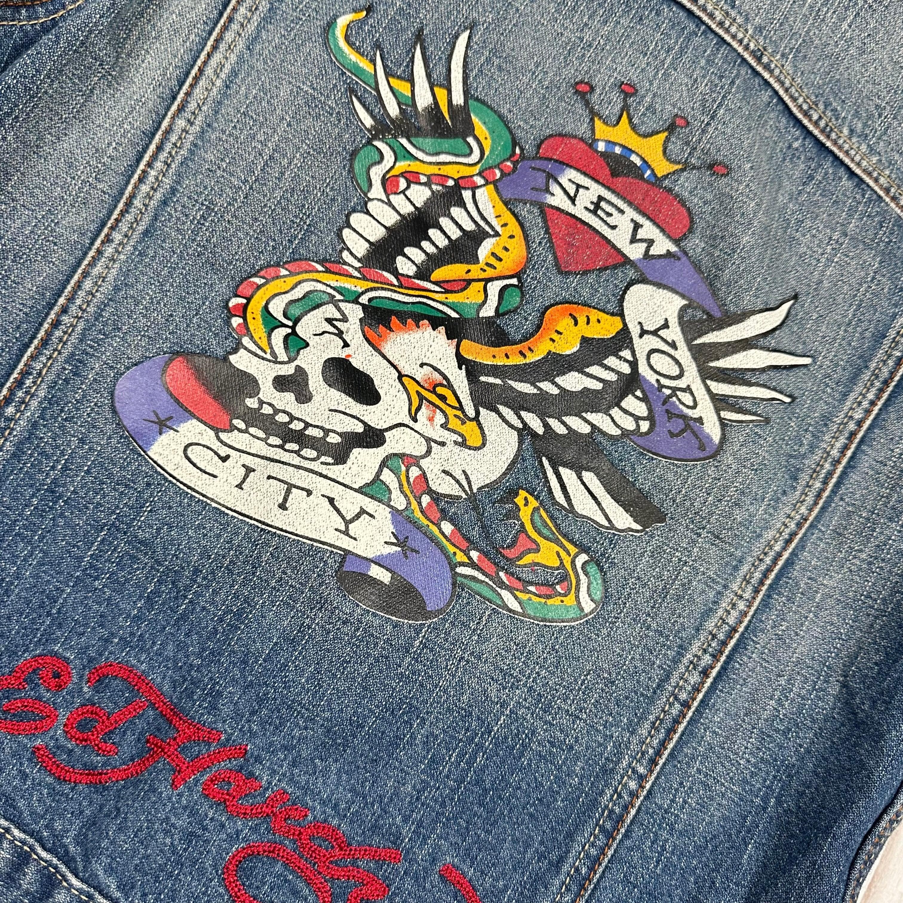 Ed Hardy NY Tattoo Print Ladies Denim Jacket - Suit Size M — photo 3 of 6